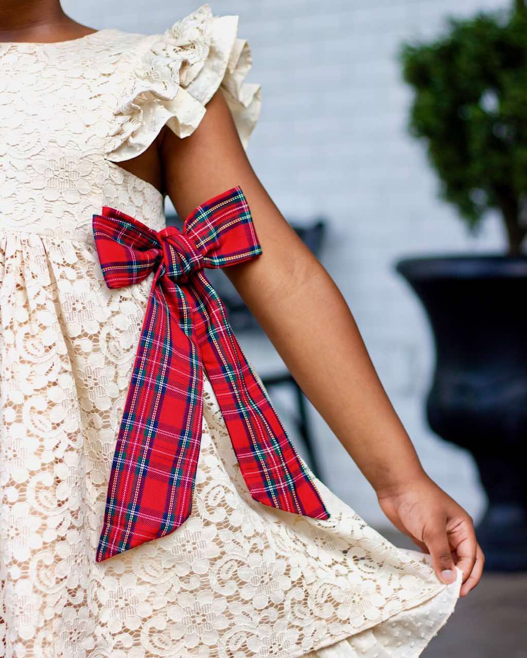 Abigail's Country Christmas lace pinafore - ready to ship