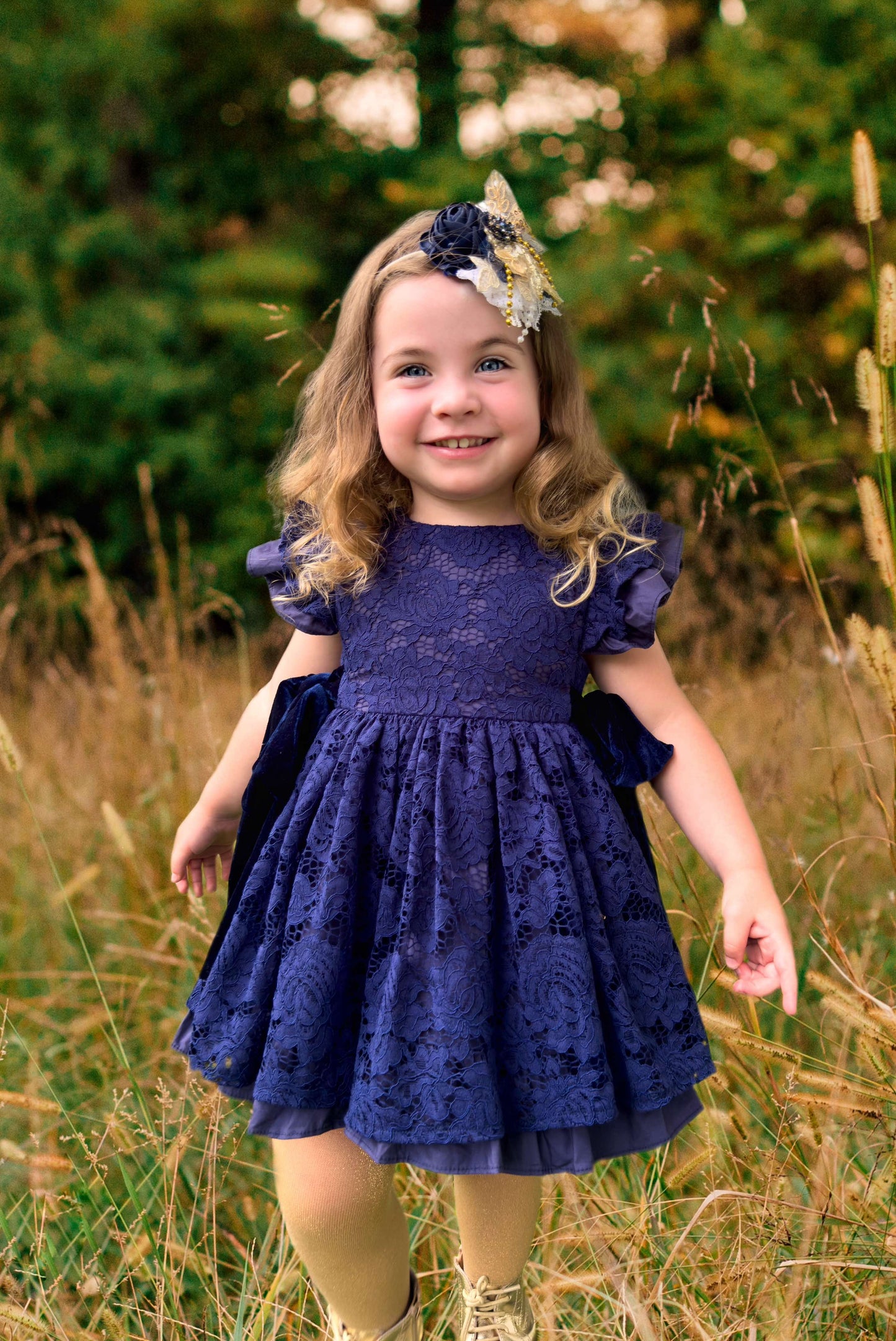 Ayalaโs Navy Floral Lace Pinafore Dress-READY TO SHIP