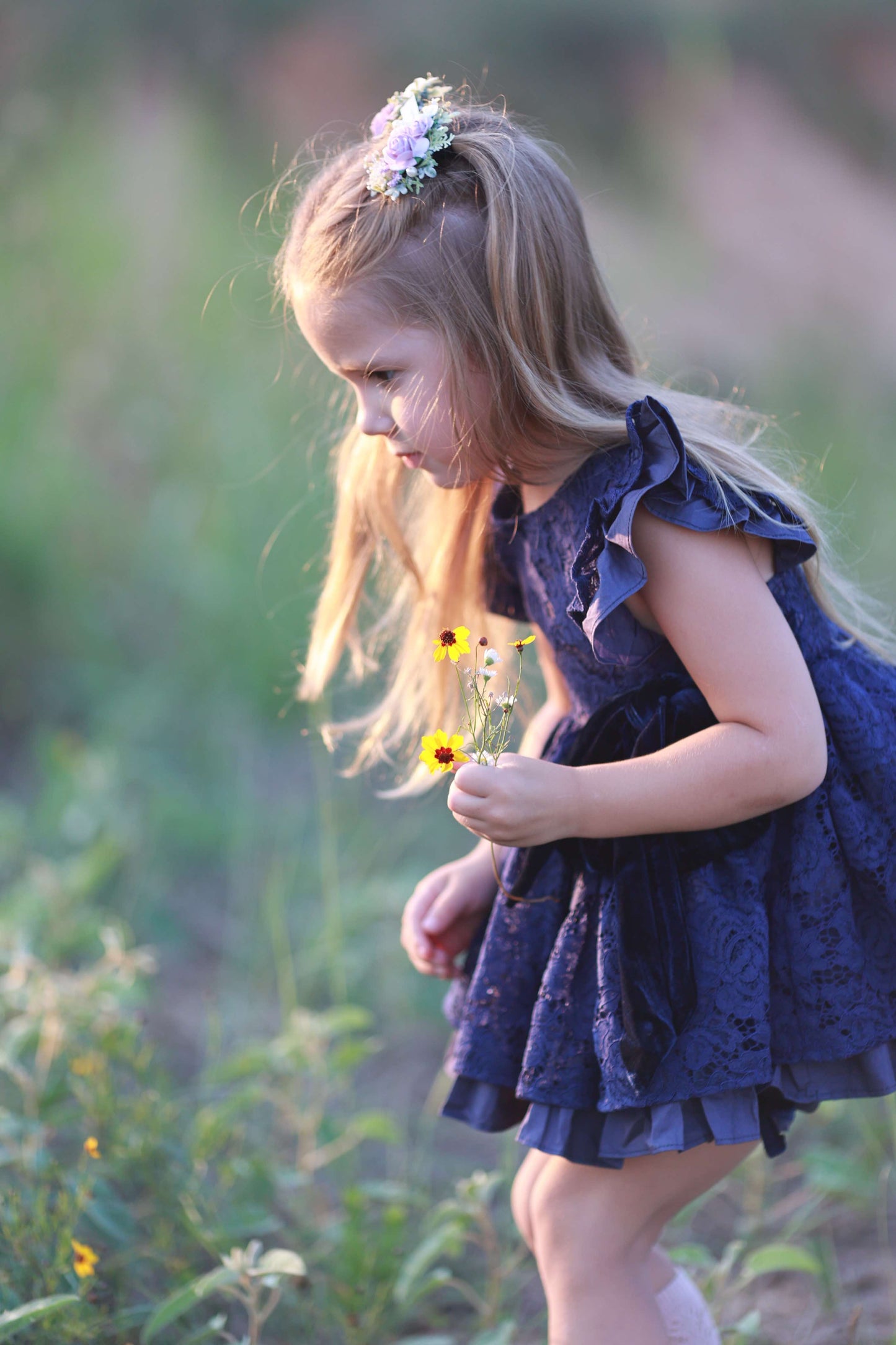 Ayalaโs Navy Floral Lace Pinafore Dress-READY TO SHIP