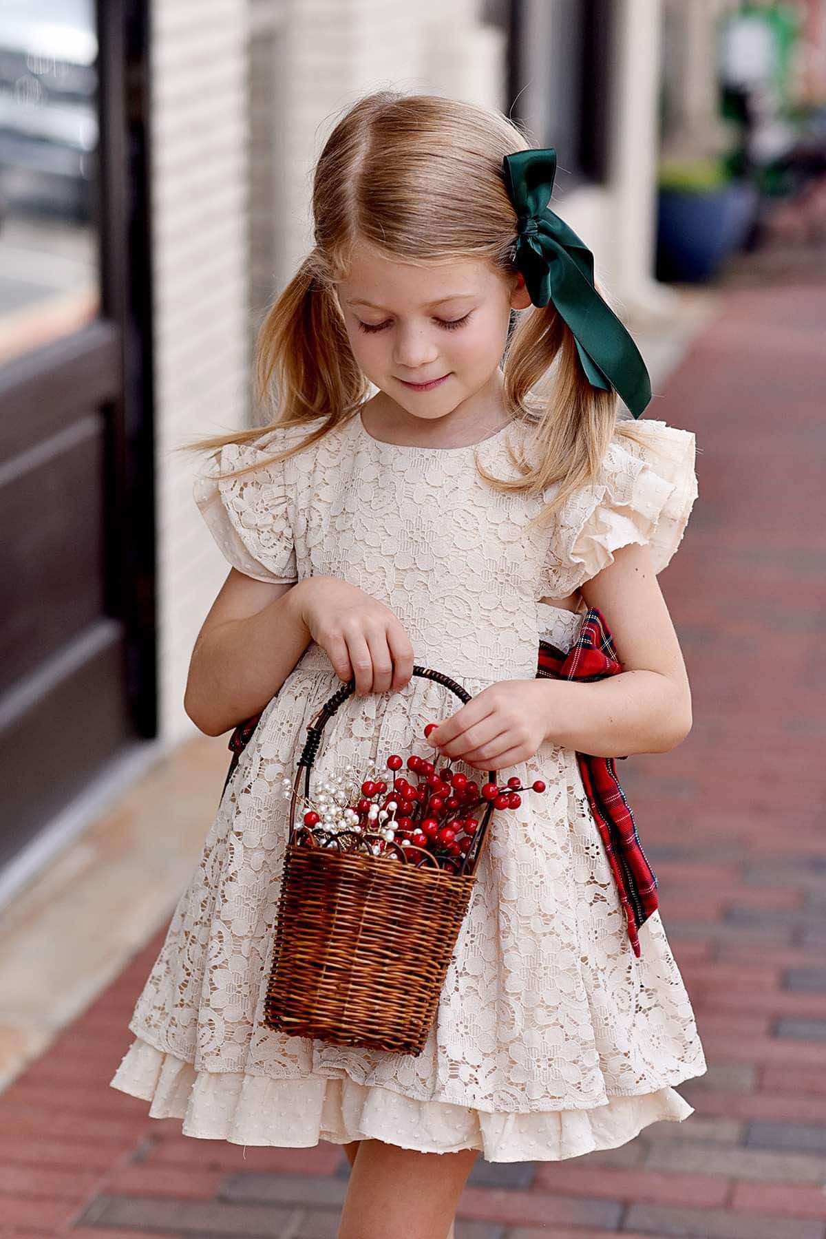 Abigail's Country Christmas lace pinafore - ready to ship