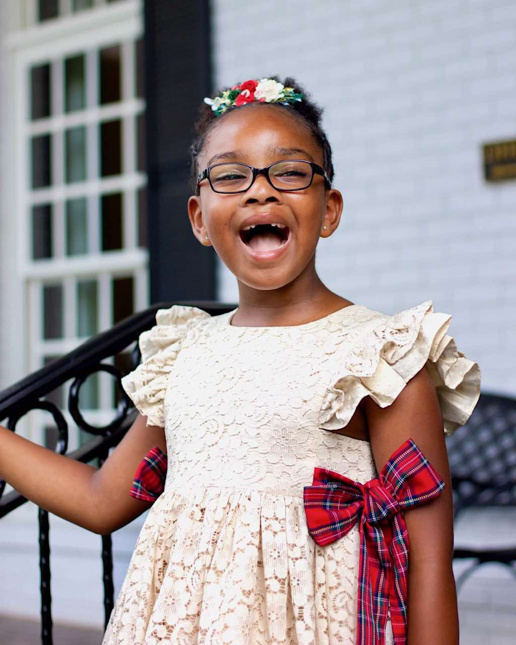 Abigail's Country Christmas lace pinafore - ready to ship
