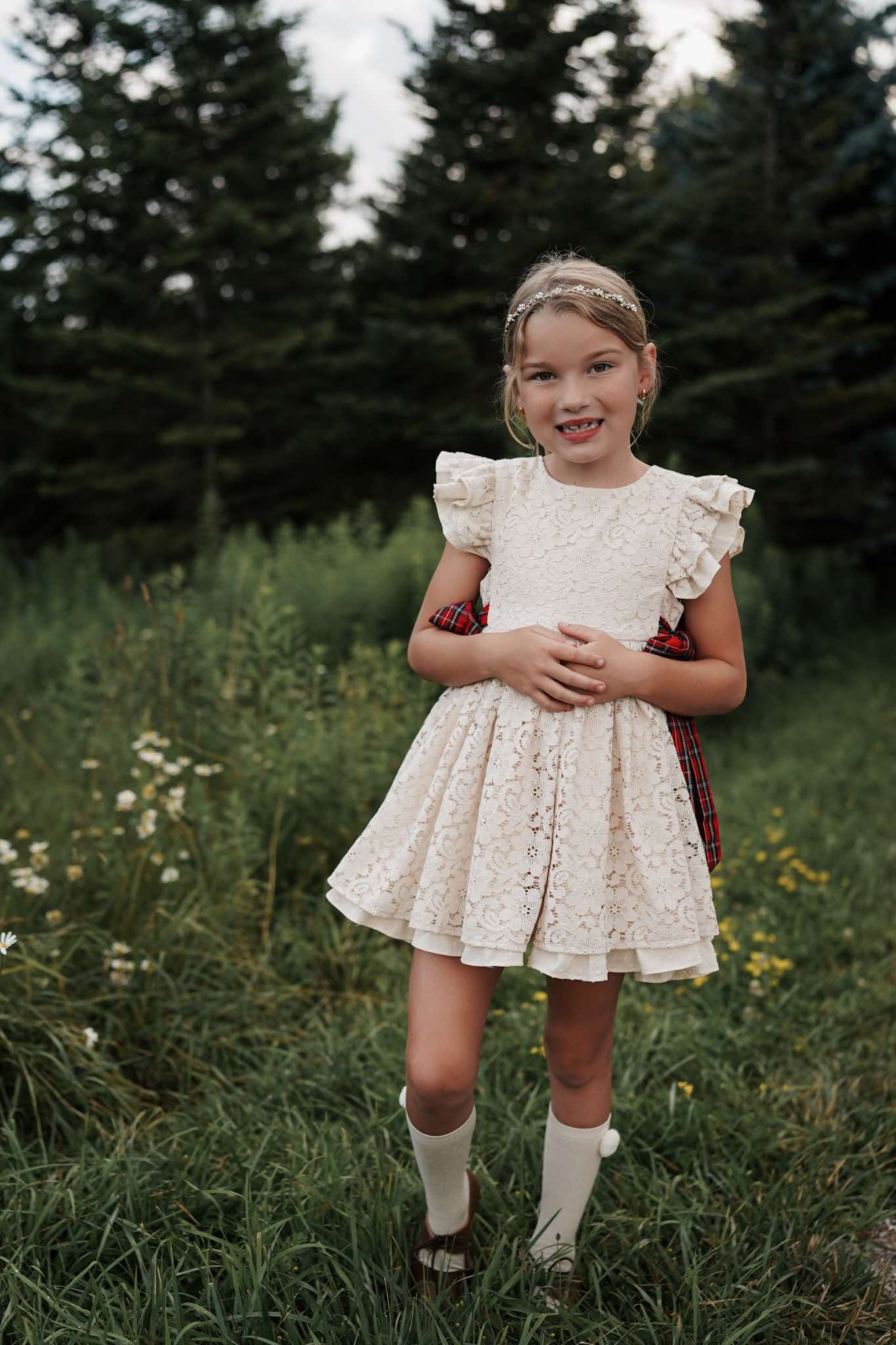 Abigail's Country Christmas lace pinafore - ready to ship