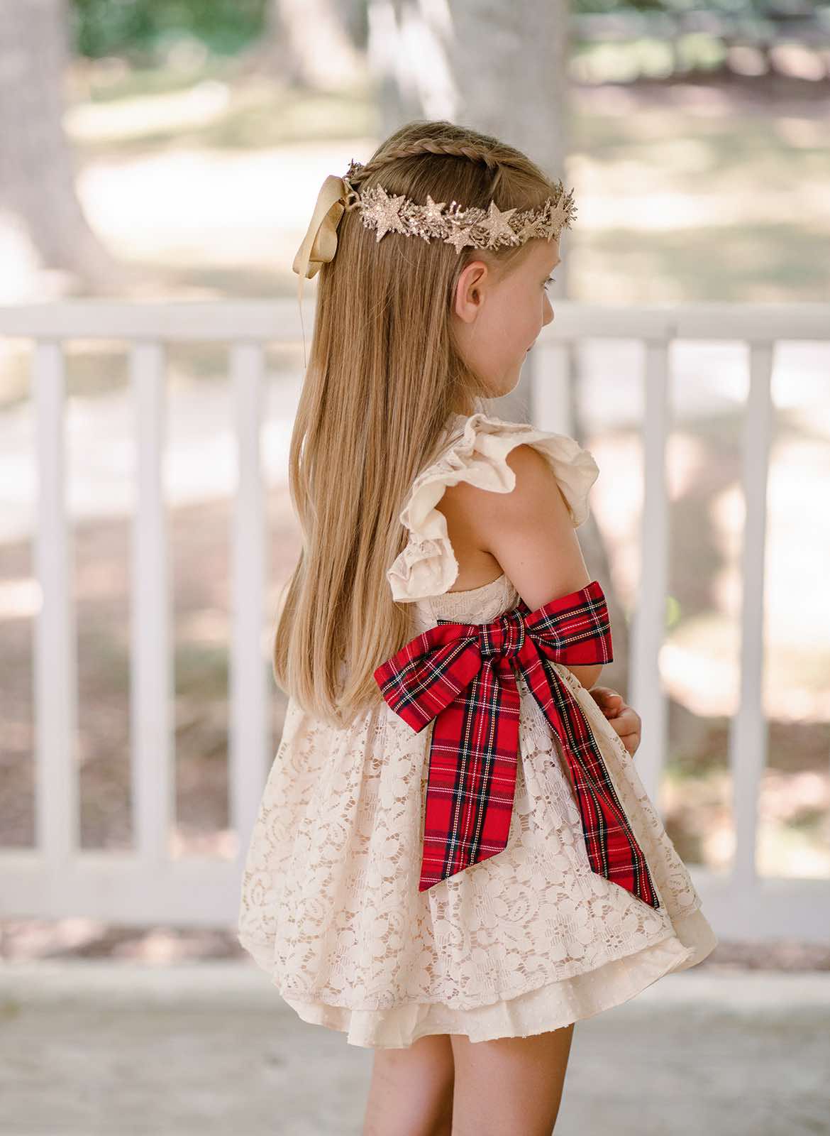 Abigail's Country Christmas lace pinafore - ready to ship