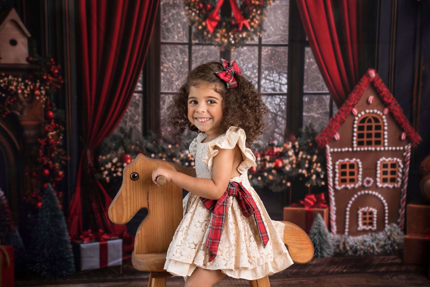 Abigail's Country Christmas lace pinafore - ready to ship