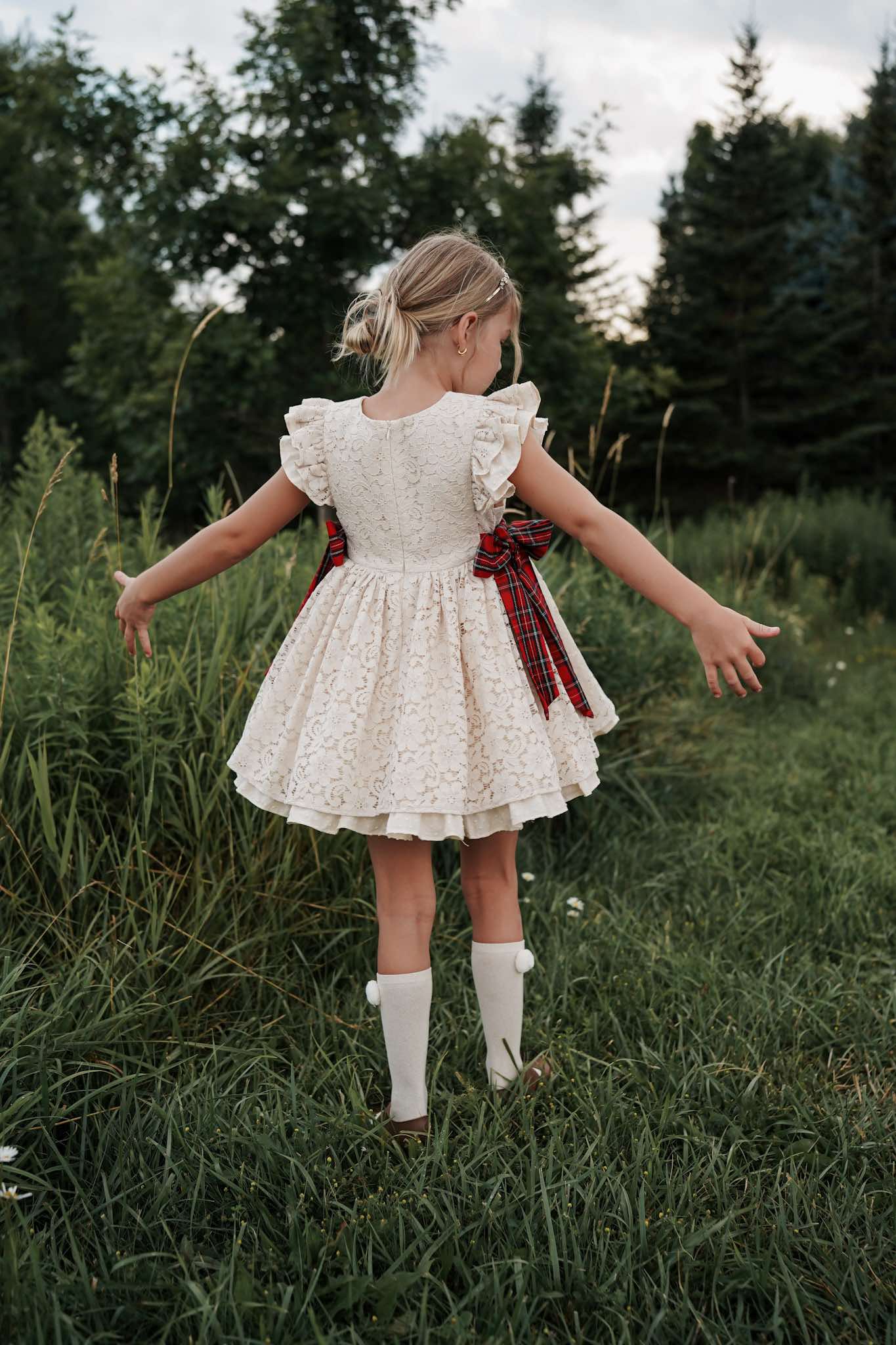Abigail's Country Christmas lace pinafore - ready to ship