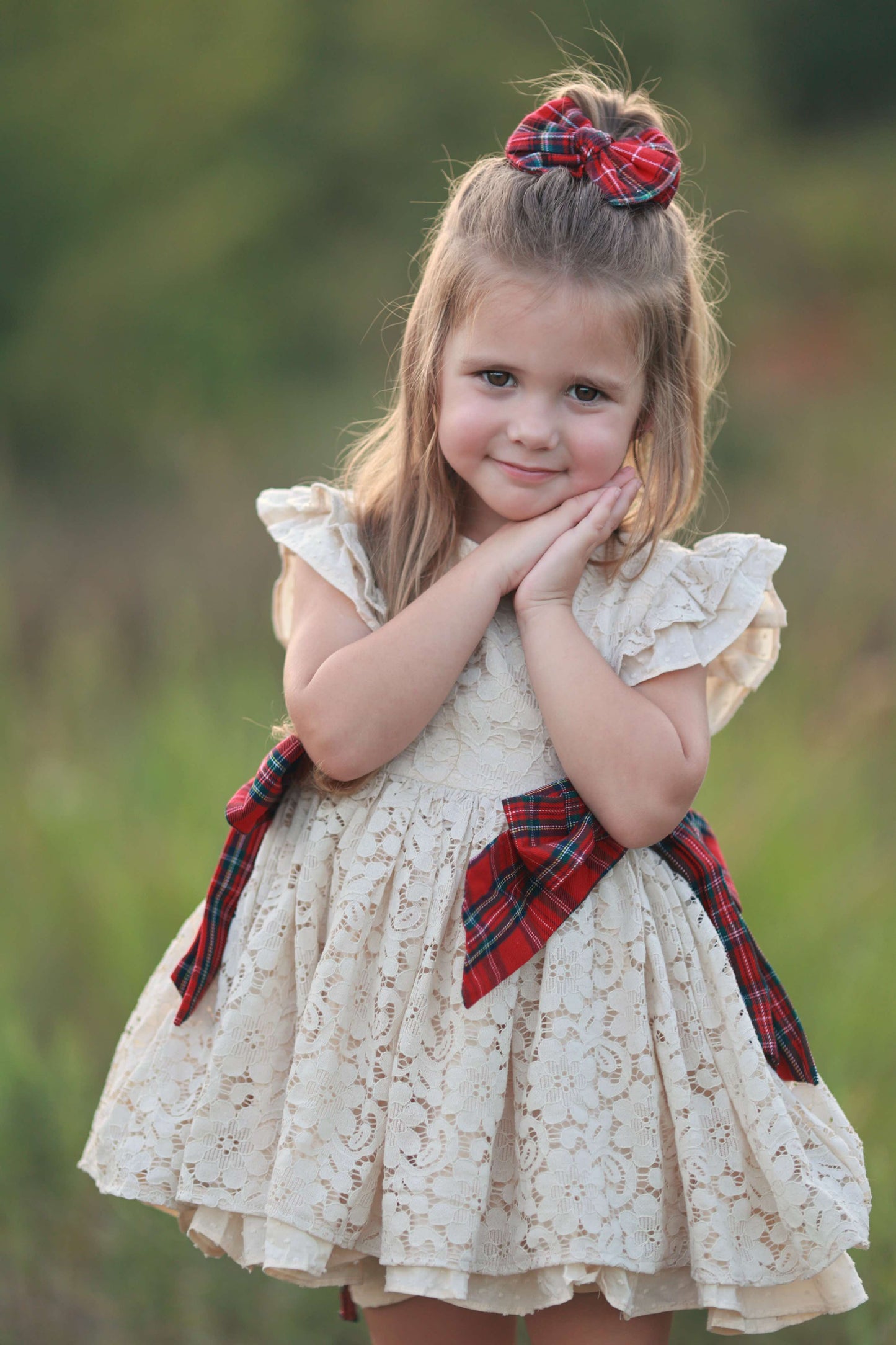 Abigail's Country Christmas lace pinafore - ready to ship