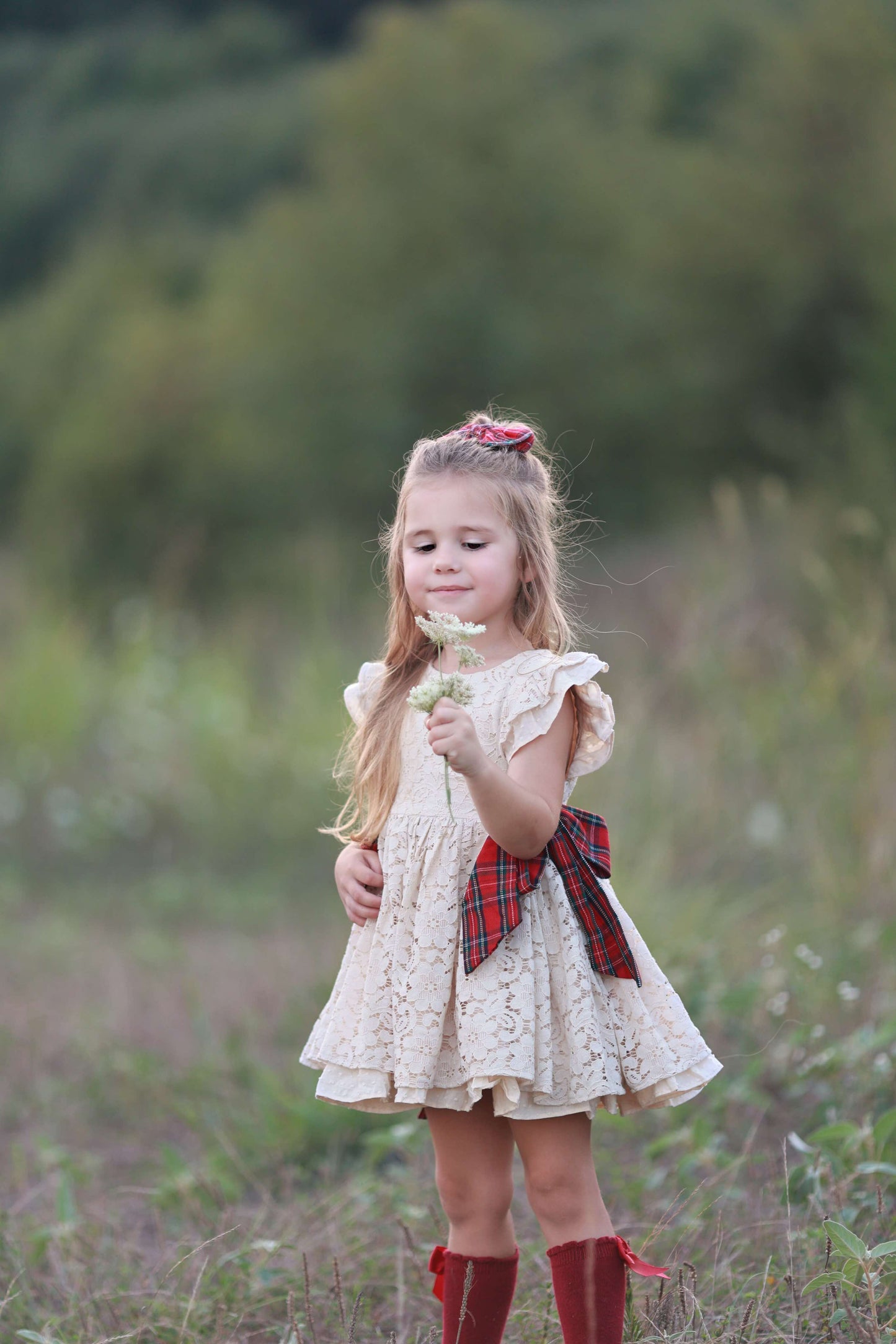 Abigail's Country Christmas lace pinafore - ready to ship
