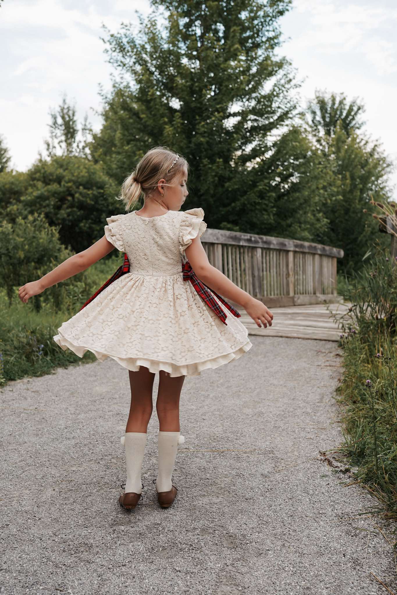 Abigail's Country Christmas lace pinafore - ready to ship