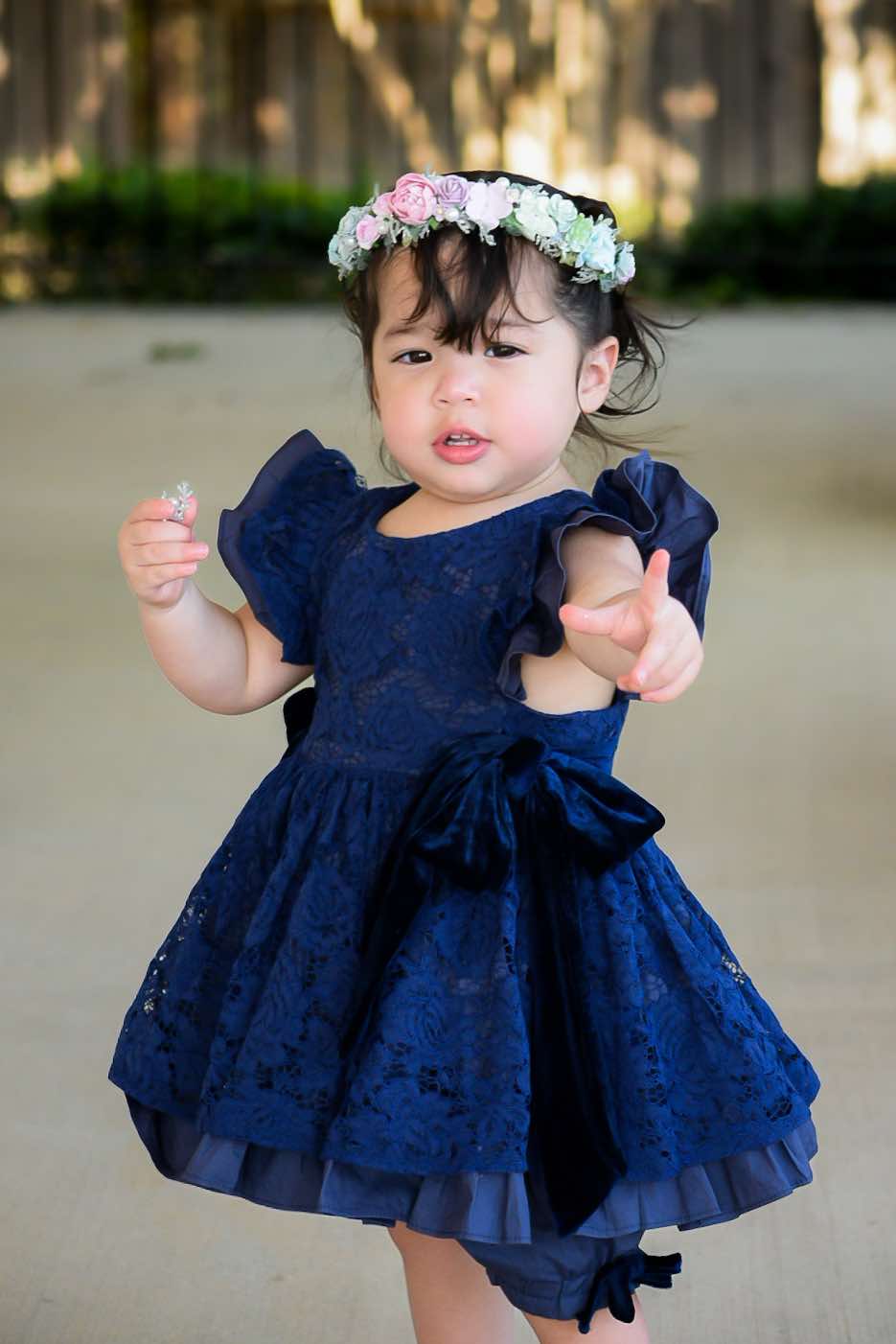 Ayalaโs Navy Floral Lace Pinafore Dress-READY TO SHIP