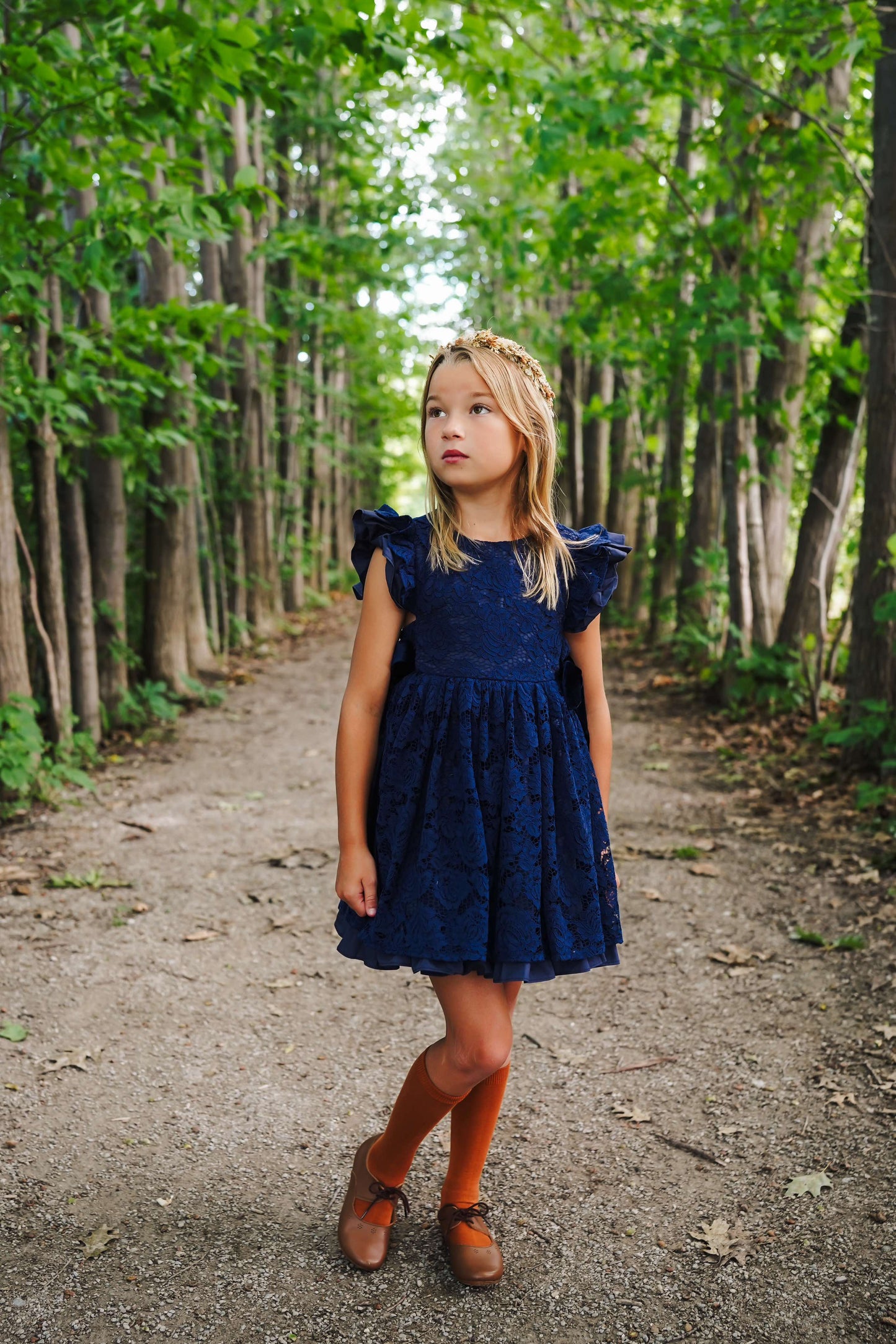 Ayalaโs Navy Floral Lace Pinafore Dress-READY TO SHIP