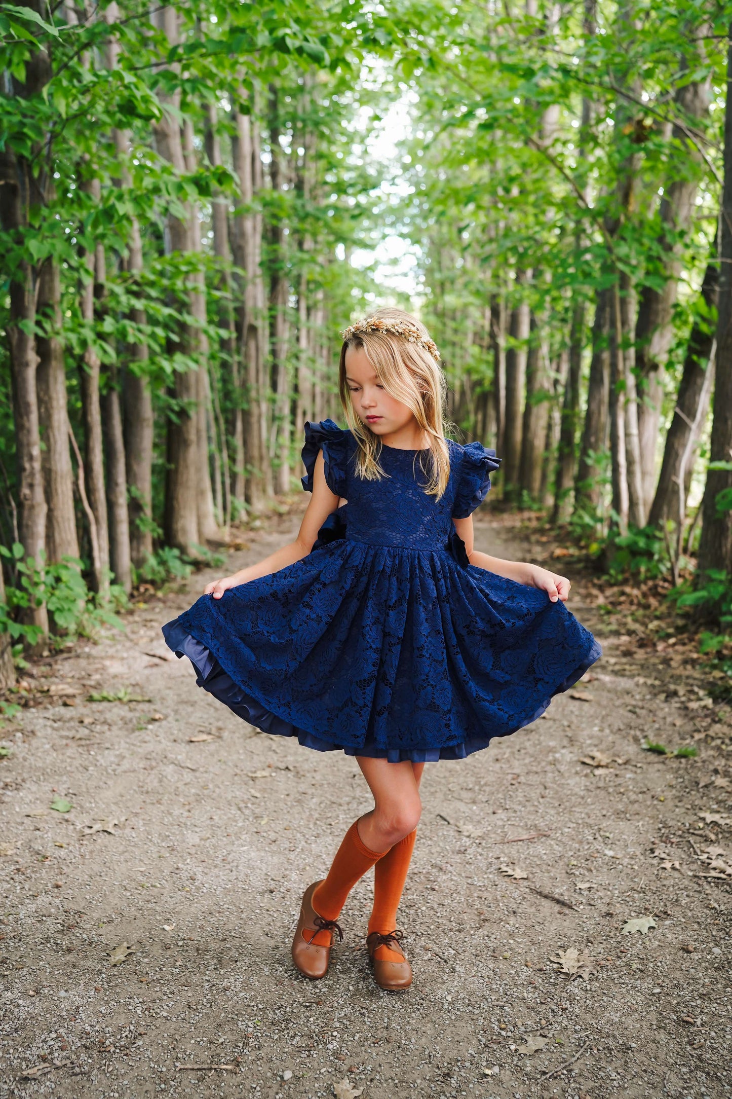 Ayalaโs Navy Floral Lace Pinafore Dress-READY TO SHIP