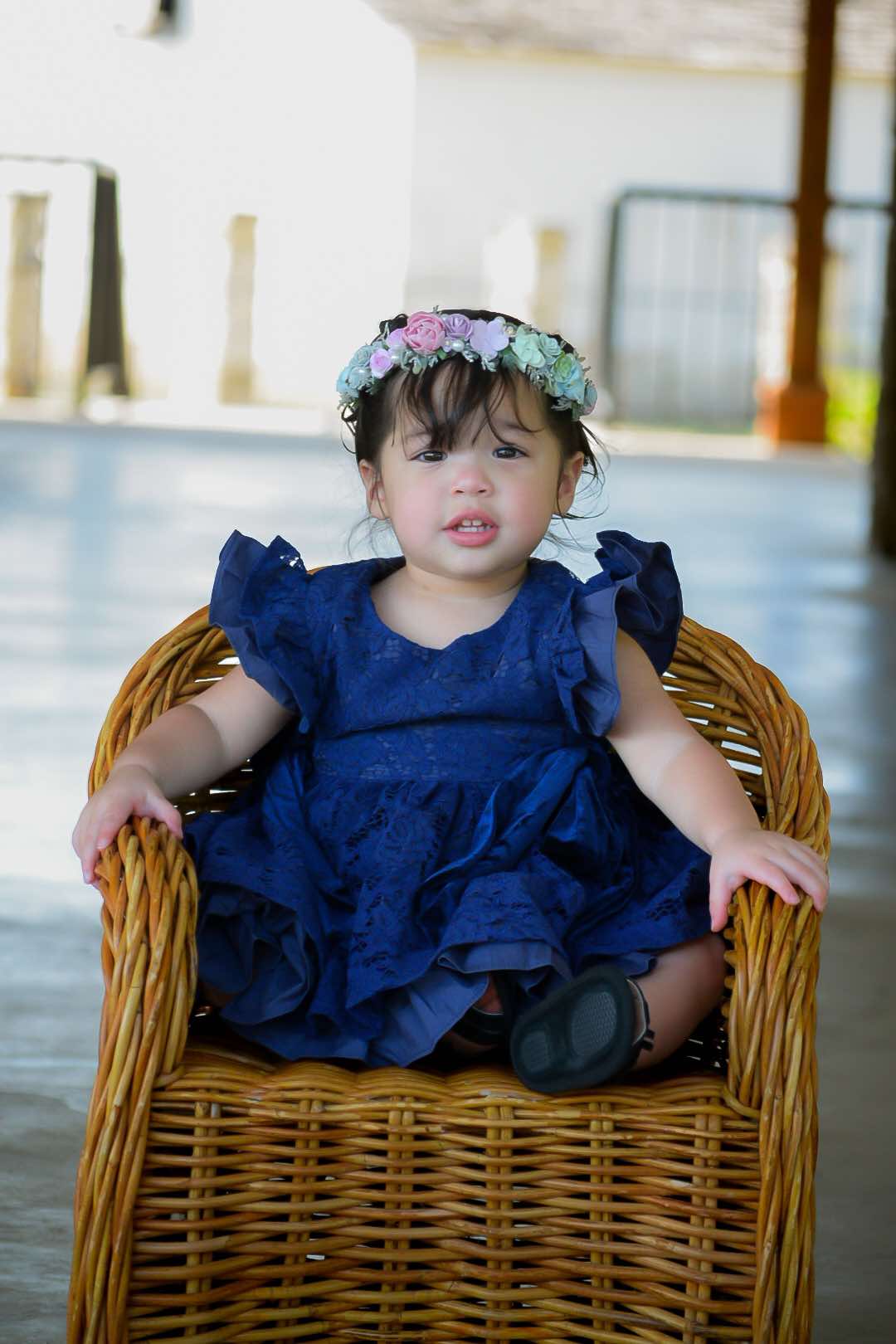 Ayalaโs Navy Floral Lace Pinafore Dress-READY TO SHIP