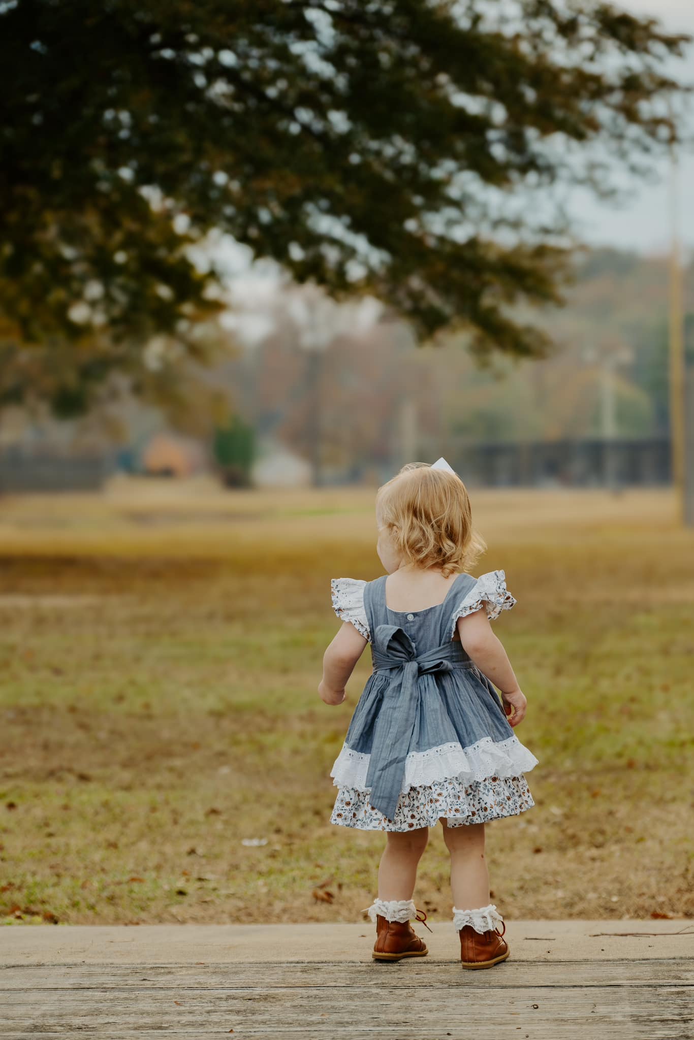 Willow's Bear with Blossoms vintage pinafore and blooms