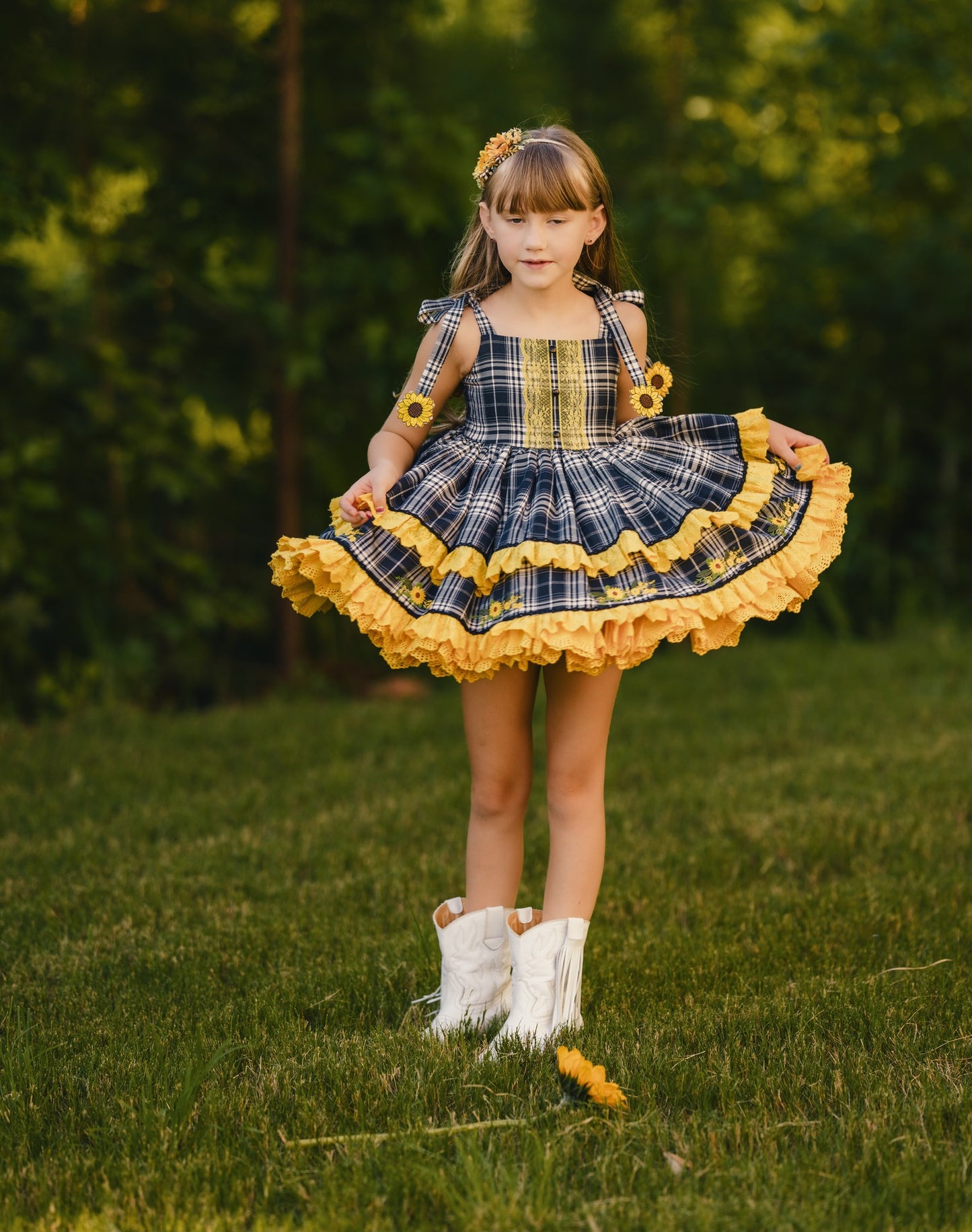 Petals and Plaid Pettiskirt dress