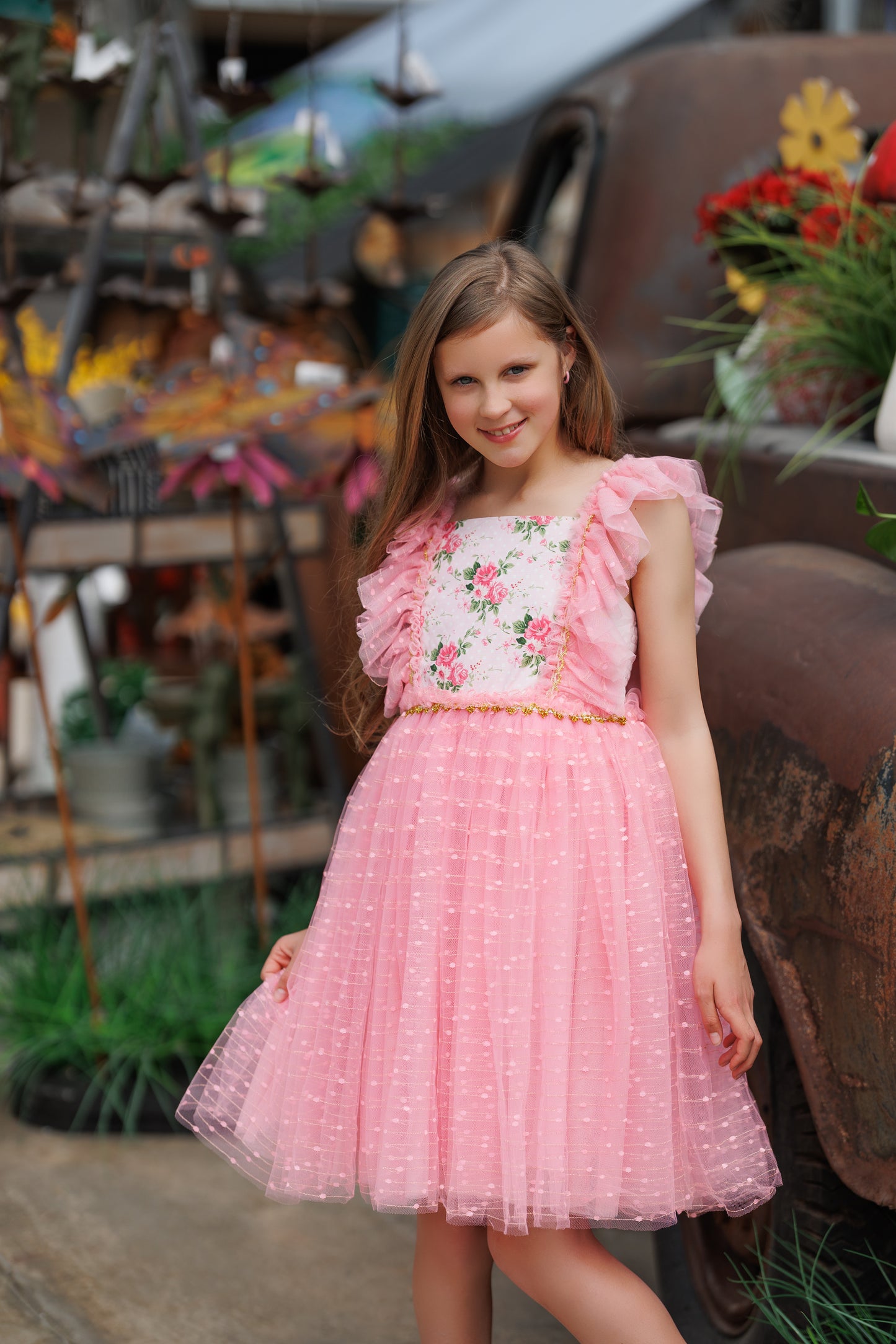 Millie's Cottage Rose Tulle Dress-READY TO SHIP