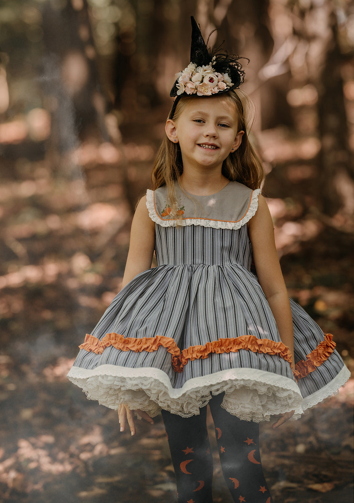 Olivia's Eerie-sistible October Pettiskirt dress and blooms-READY TO SHIP