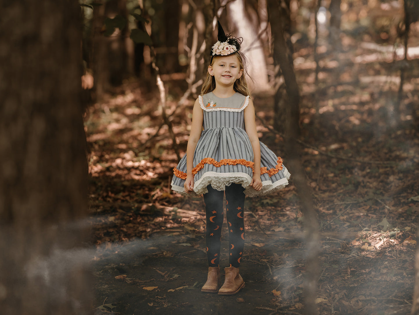 Olivia's Eerie-sistible October Pettiskirt dress and blooms-READY TO SHIP