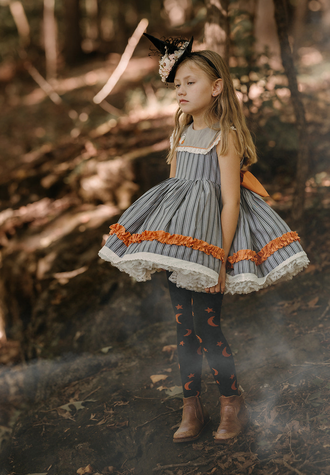 Olivia's Eerie-sistible October Pettiskirt dress and blooms-READY TO SHIP