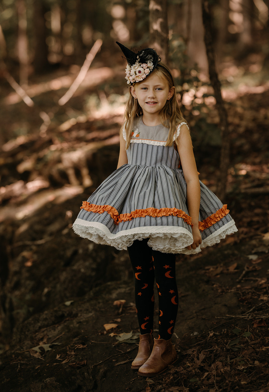 Olivia's Eerie-sistible October Pettiskirt dress and blooms-READY TO SHIP