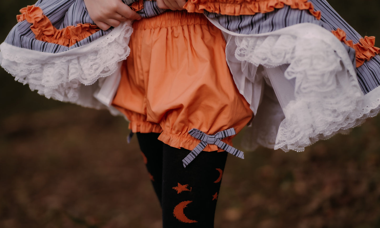 Olivia's Eerie-sistible October Pettiskirt dress and blooms-READY TO SHIP