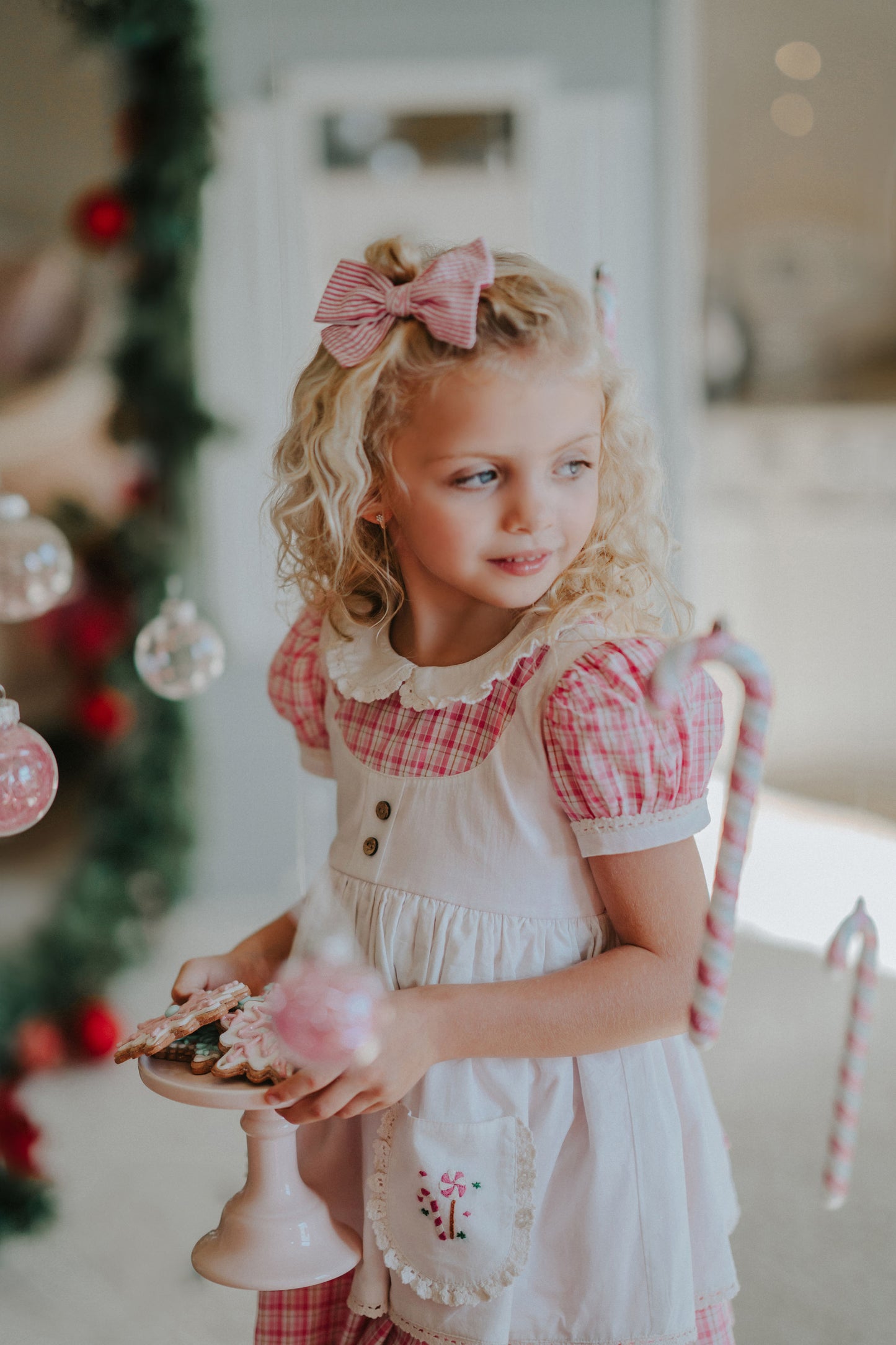 Vintage Pink Candy Cane Lane apron dress - PREORDER