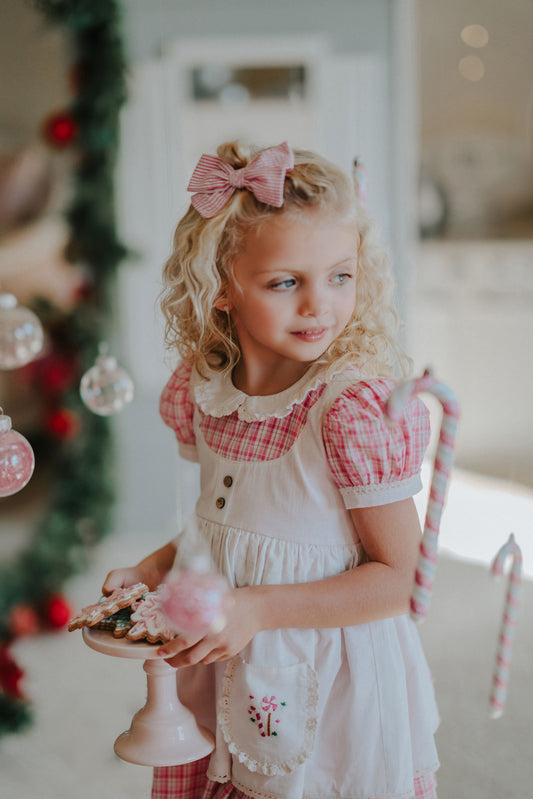 Vintage Pink Candy Cane Lane apron dress - PREORDER