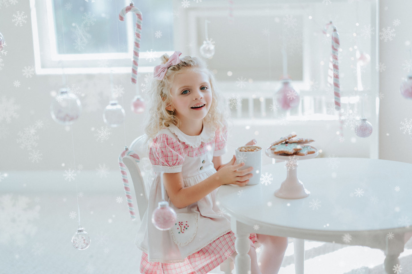 Vintage Pink Candy Cane Lane apron dress - PREORDER