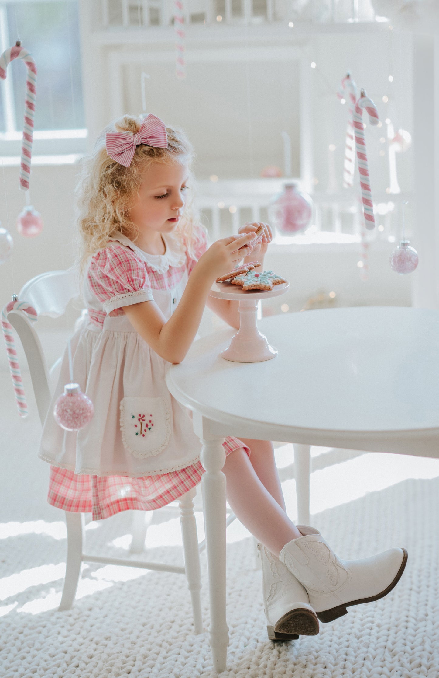 Vintage Pink Candy Cane Lane apron dress - PREORDER