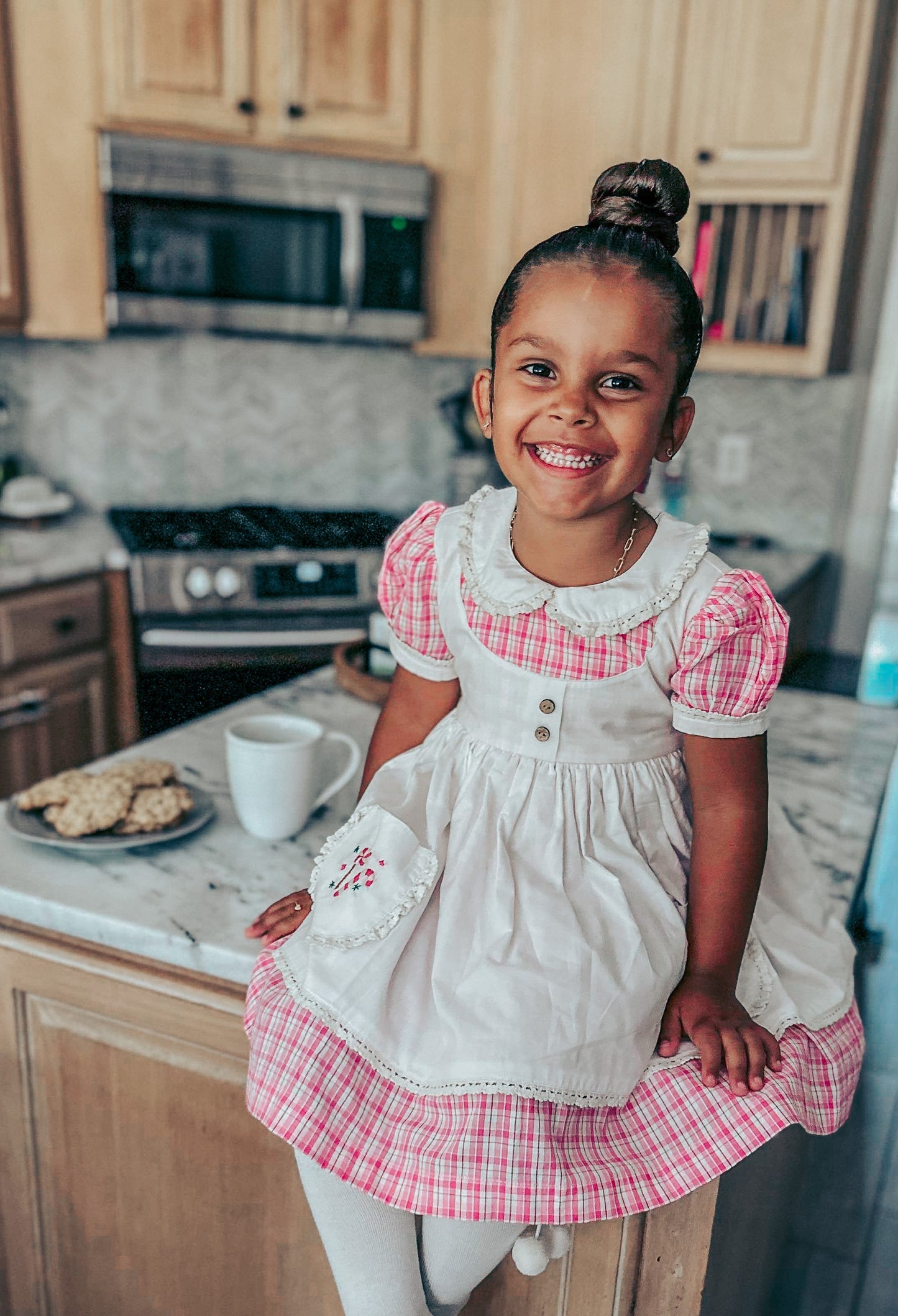 Vintage Pink Candy Cane Lane apron dress - PREORDER