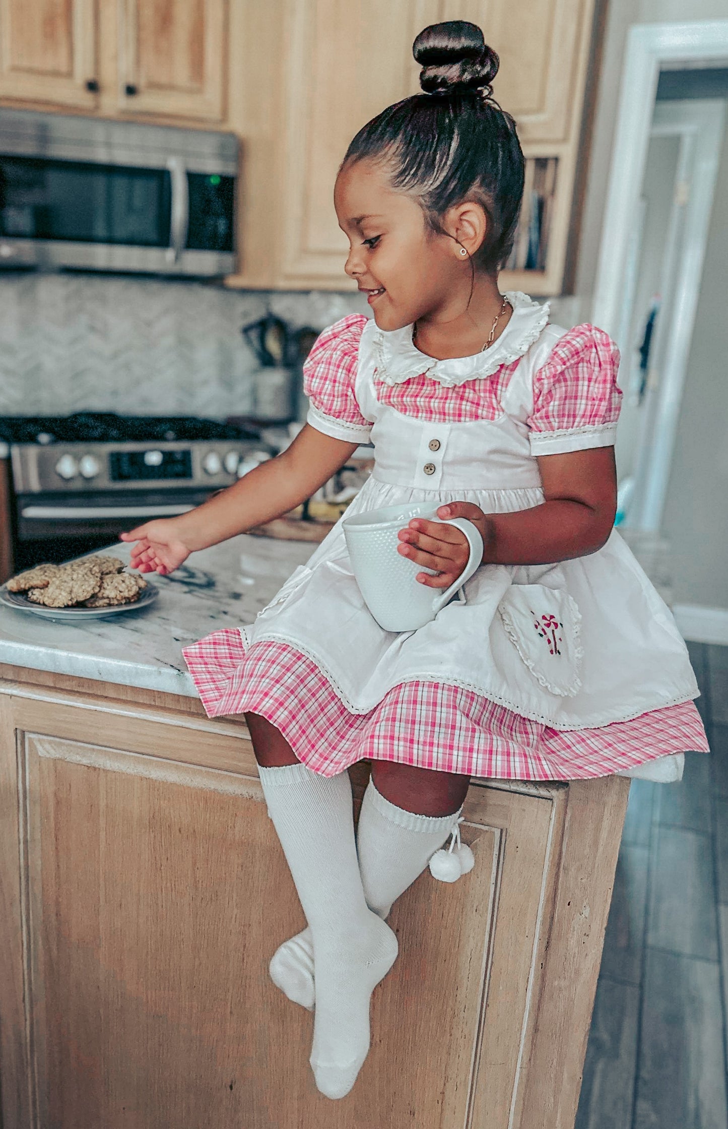 Vintage Pink Candy Cane Lane apron dress - PREORDER