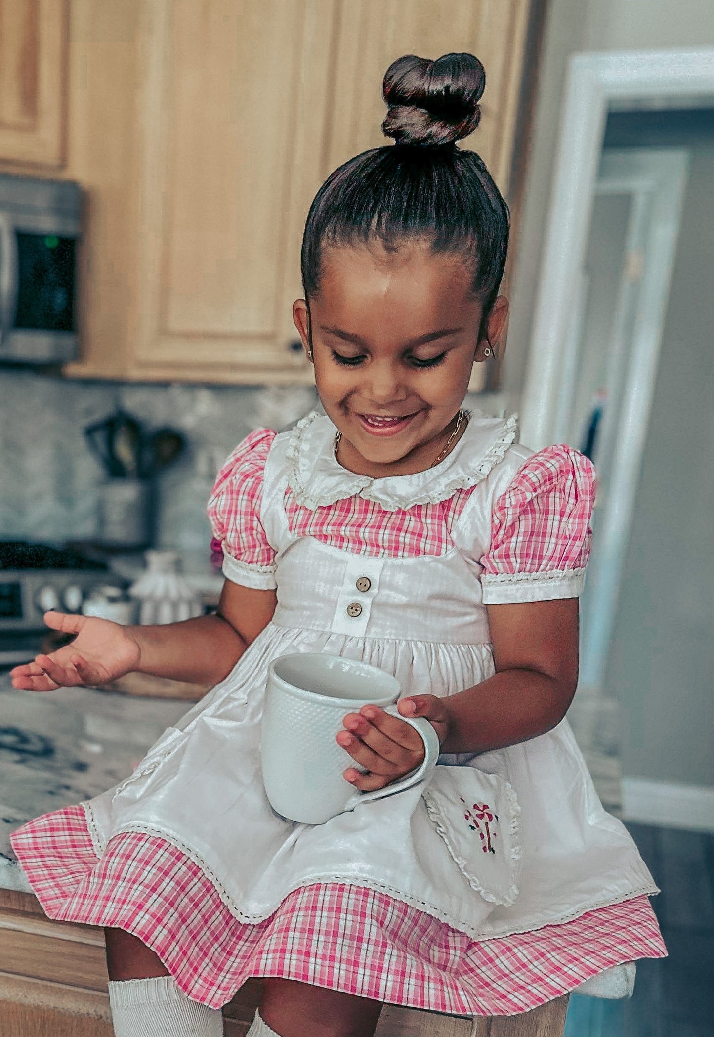 Vintage Pink Candy Cane Lane apron dress - PREORDER