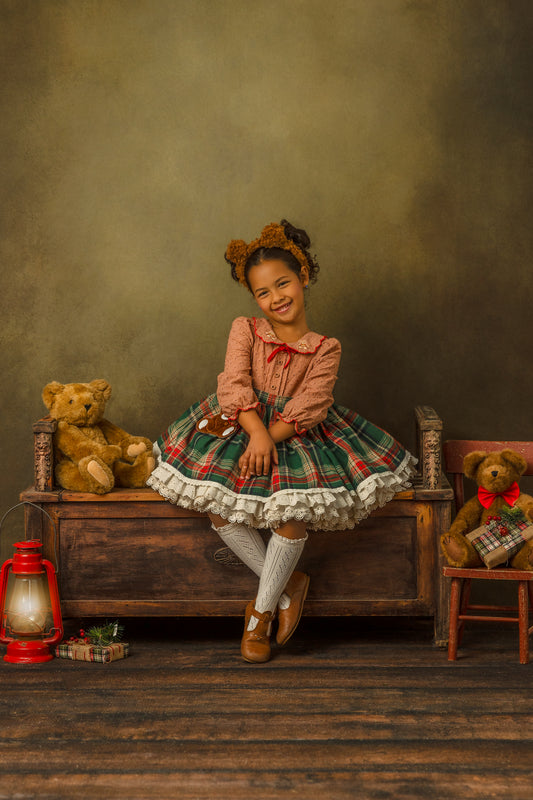 Teddy's Tartan Christmas Pettiskirt Dress - READY TO SHIP