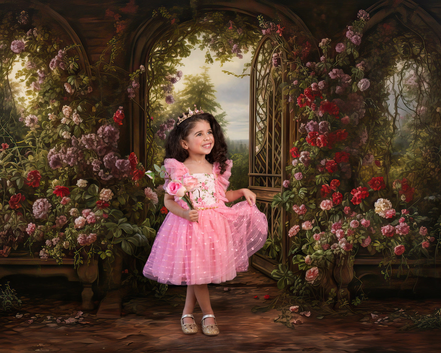 Millie's Cottage Rose Tulle Dress-READY TO SHIP