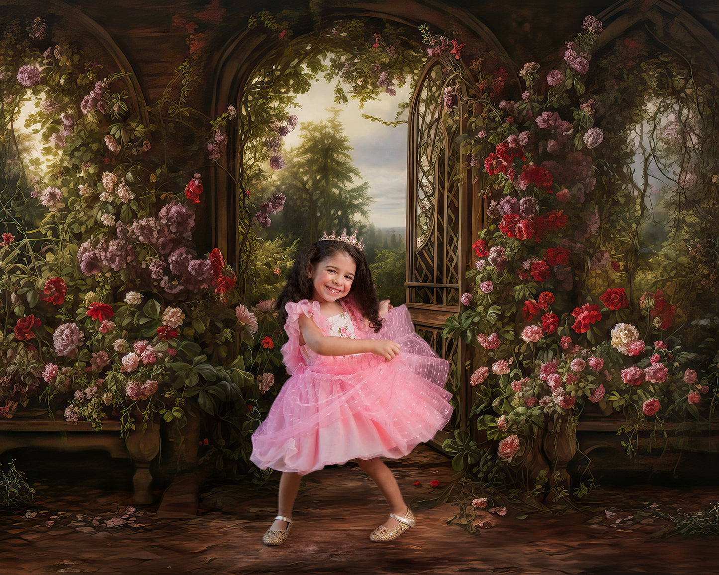 Millie's Cottage Rose Tulle Dress-READY TO SHIP