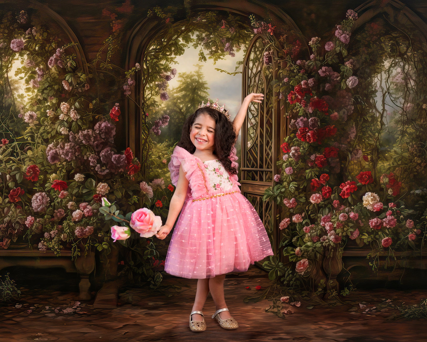 Millie's Cottage Rose Tulle Dress-READY TO SHIP