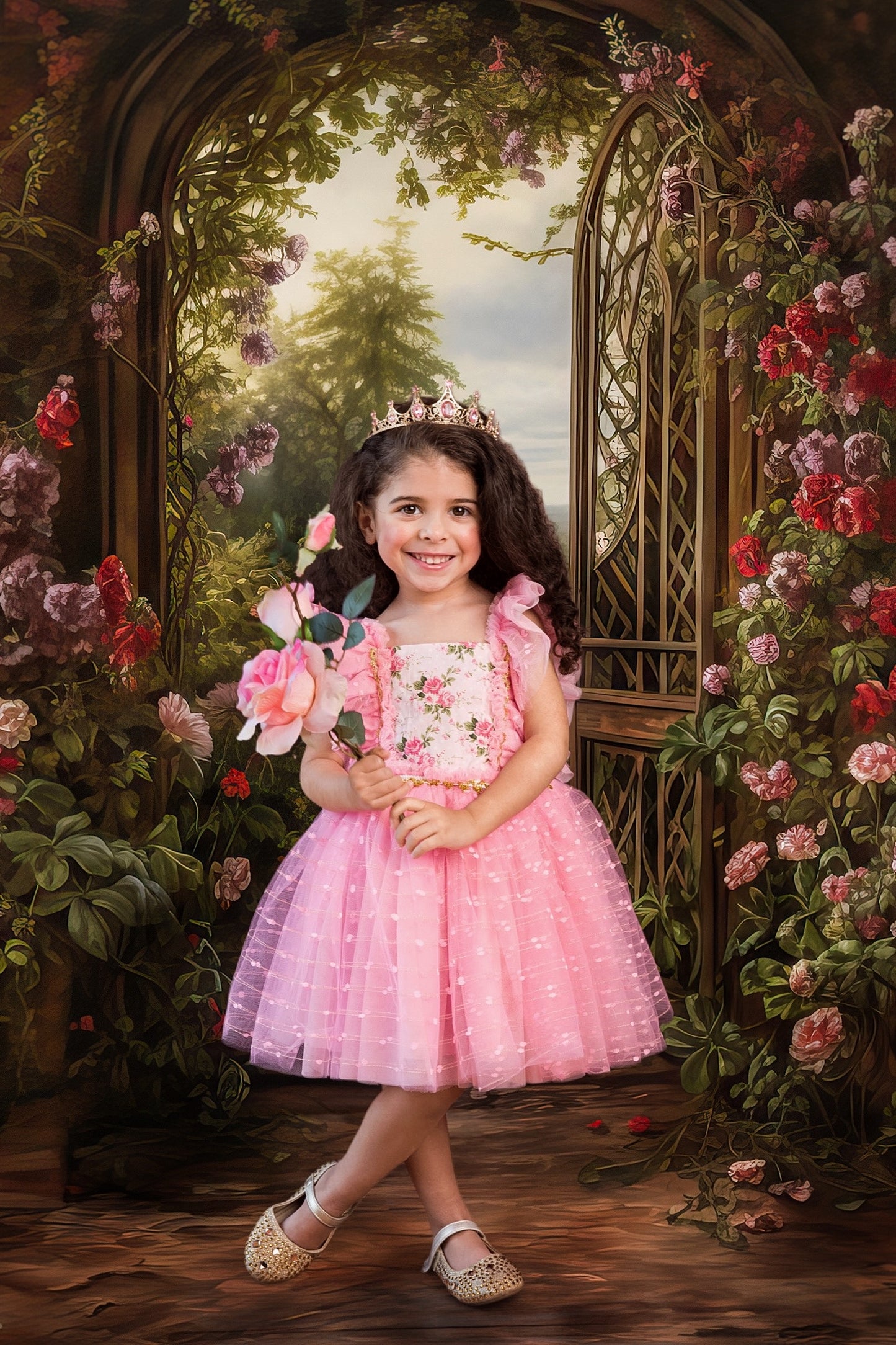 Millie's Cottage Rose Tulle Dress-READY TO SHIP