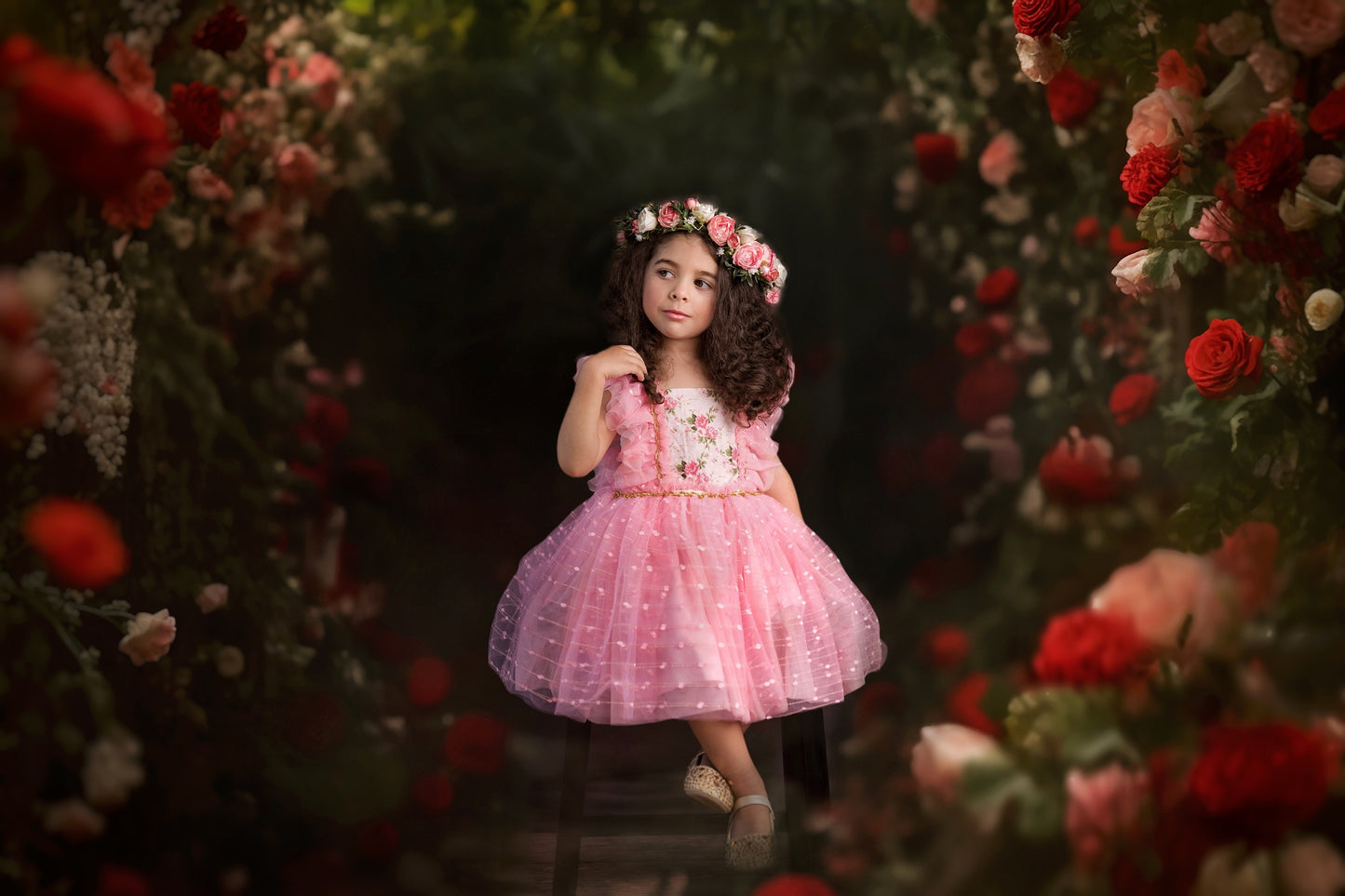 Millie's Cottage Rose Tulle Dress-READY TO SHIP