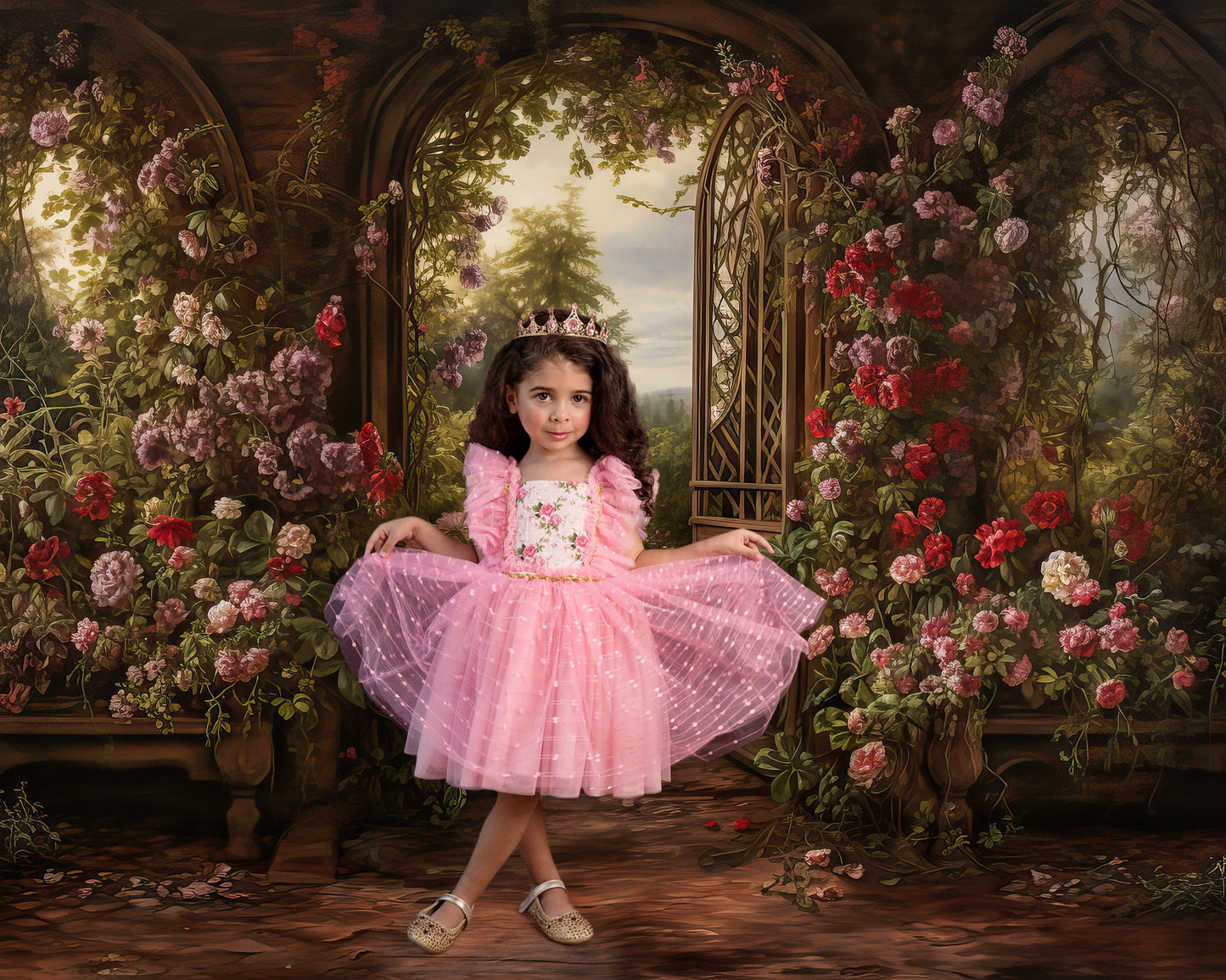 Millie's Cottage Rose Tulle Dress-READY TO SHIP