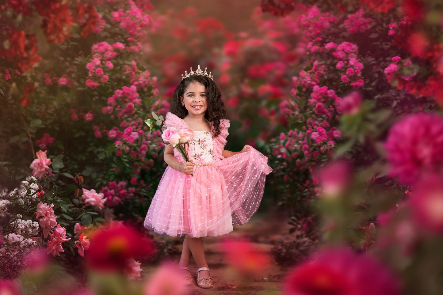 Millie's Cottage Rose Tulle Dress-READY TO SHIP