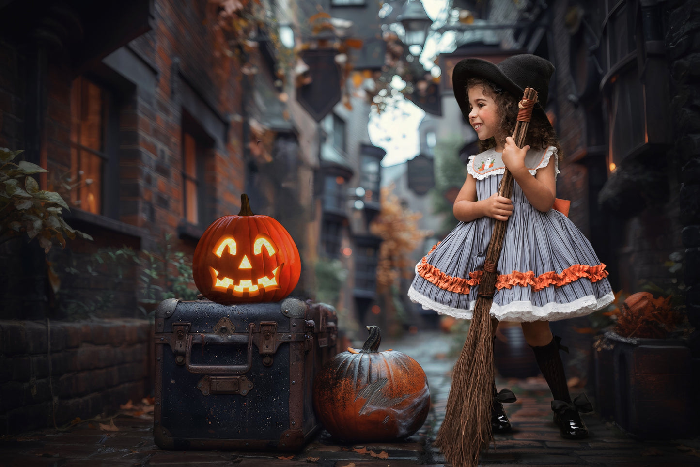 Olivia's Eerie-sistible October Pettiskirt dress and blooms-READY TO SHIP