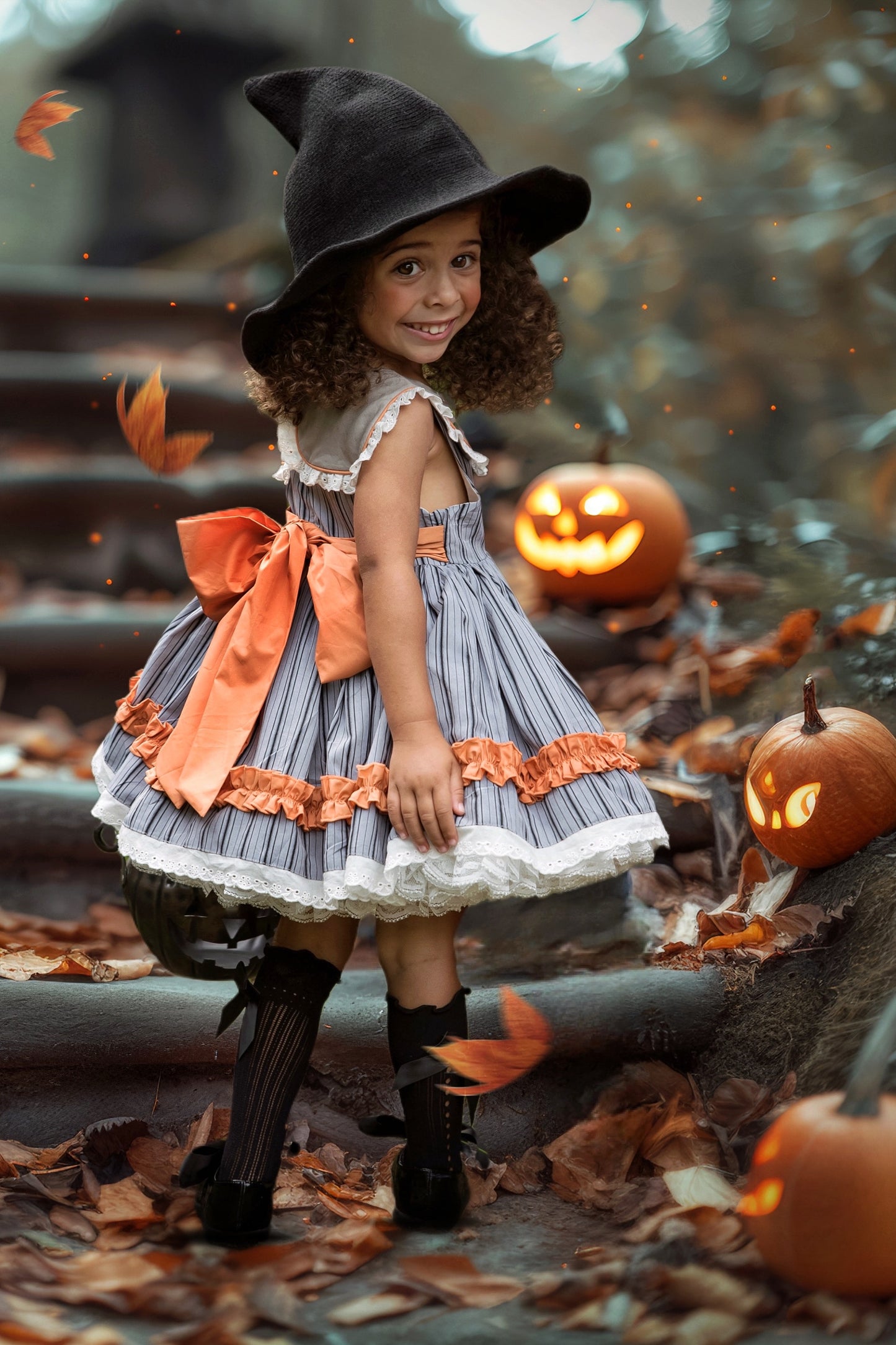 Olivia's Eerie-sistible October Pettiskirt dress and blooms-READY TO SHIP