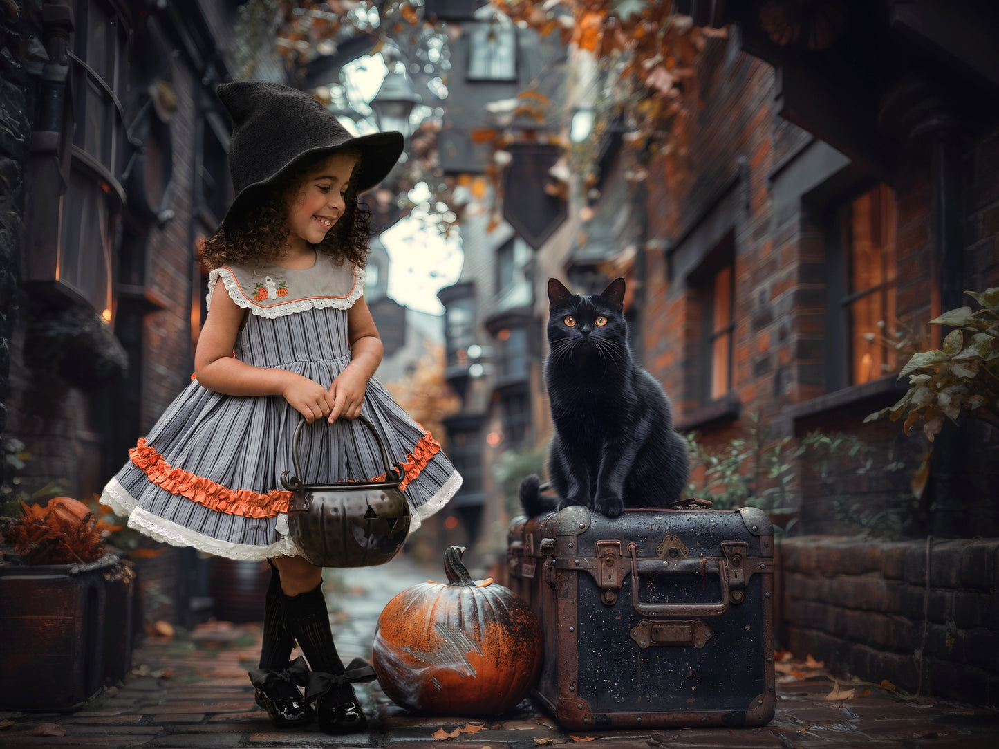 Olivia's Eerie-sistible October Pettiskirt dress and blooms-READY TO SHIP