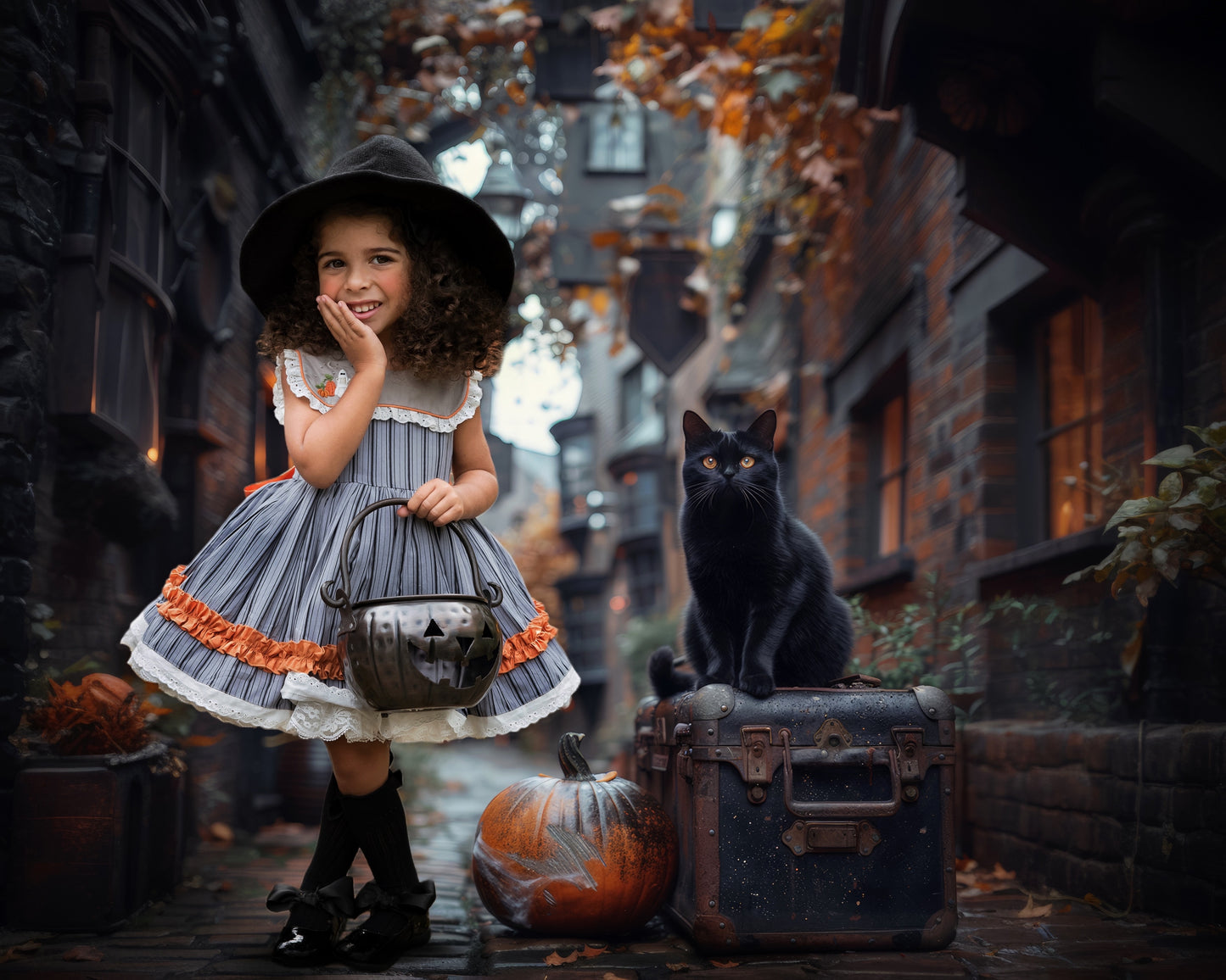 Olivia's Eerie-sistible October Pettiskirt dress and blooms-READY TO SHIP