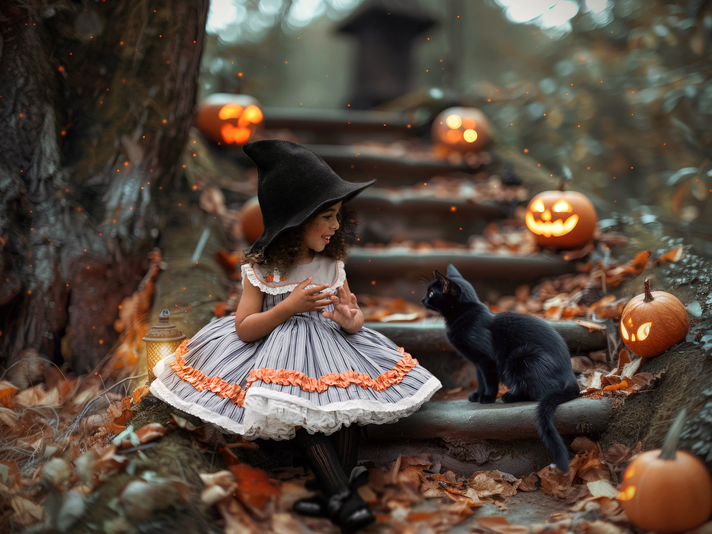 Olivia's Eerie-sistible October Pettiskirt dress and blooms-READY TO SHIP