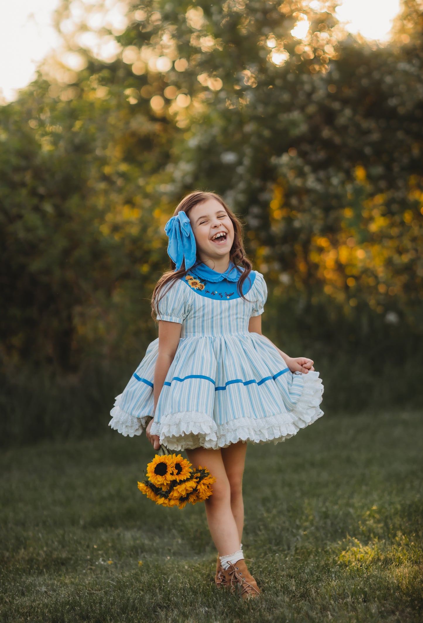 You Are My Sunshine Pettiskirt Dress and Blooms - READY TO SHIP