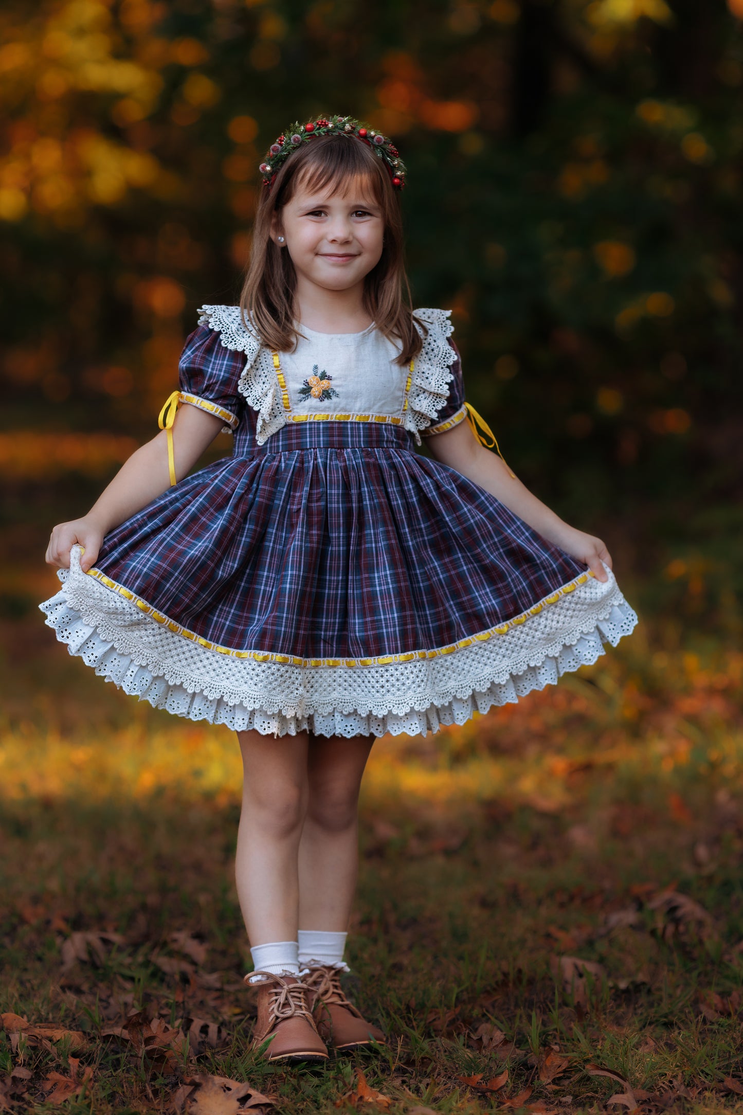 Juletide Vintage Citrus Dress and Blooms - PREORDER
