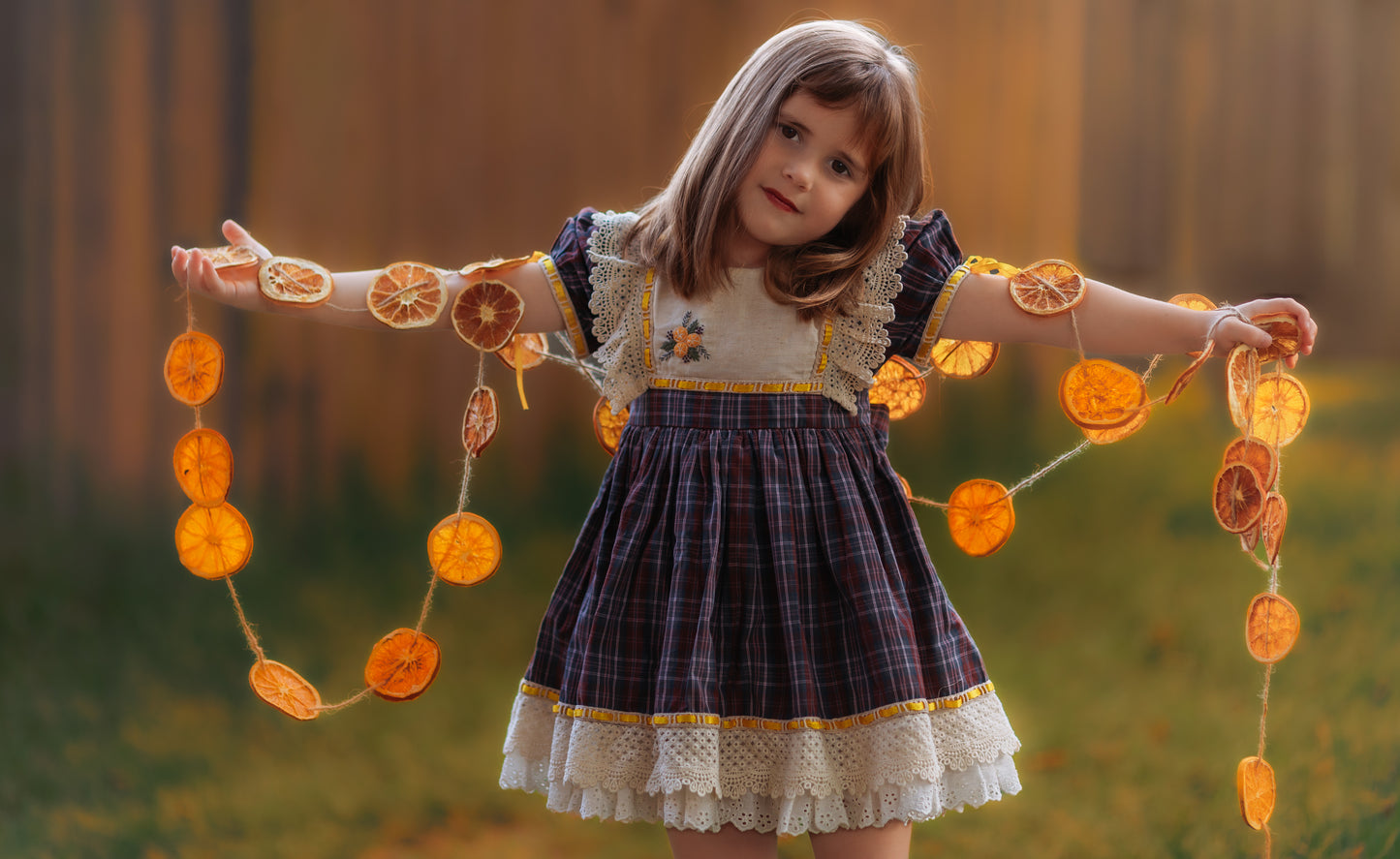 Juletide Vintage Citrus Dress and Blooms - PREORDER