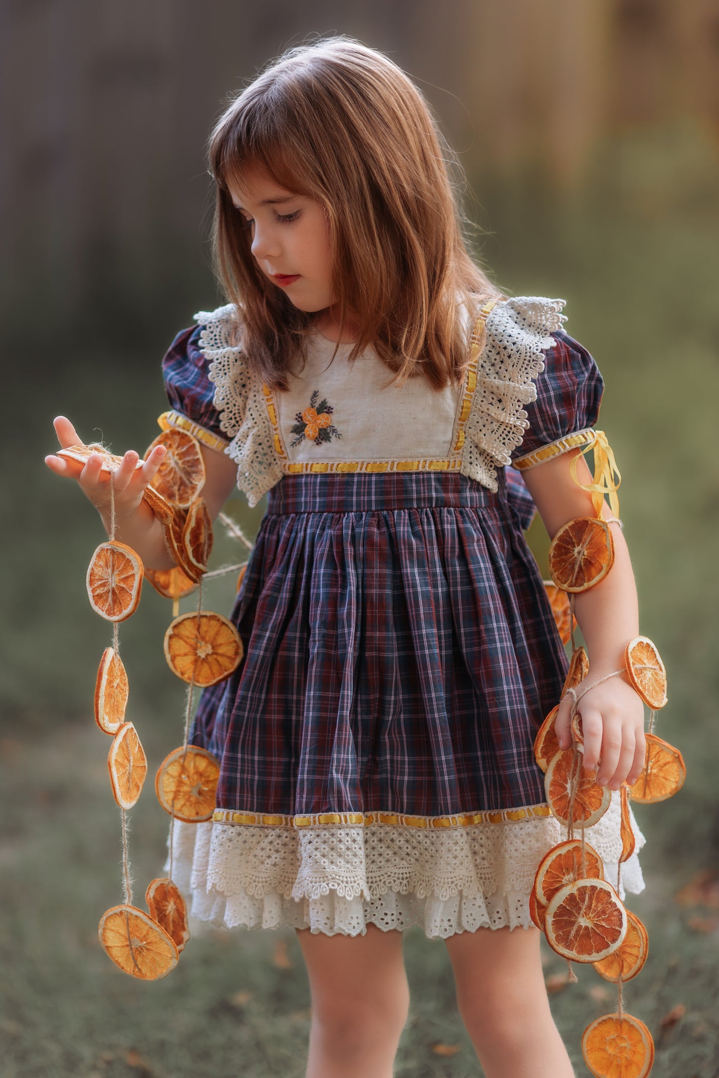 Juletide Vintage Citrus Dress and Blooms - PREORDER