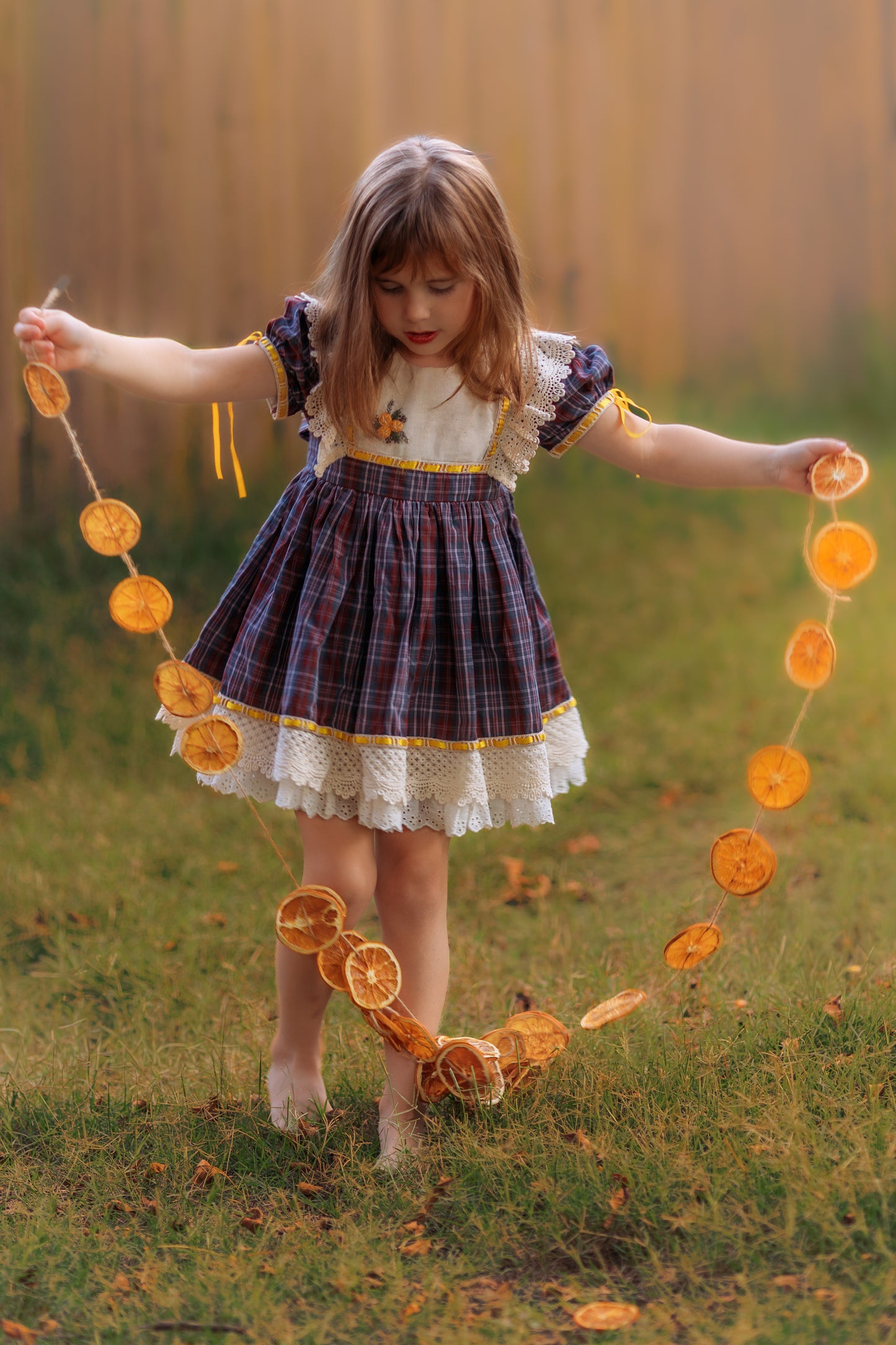 Juletide Vintage Citrus Dress and Blooms - PREORDER