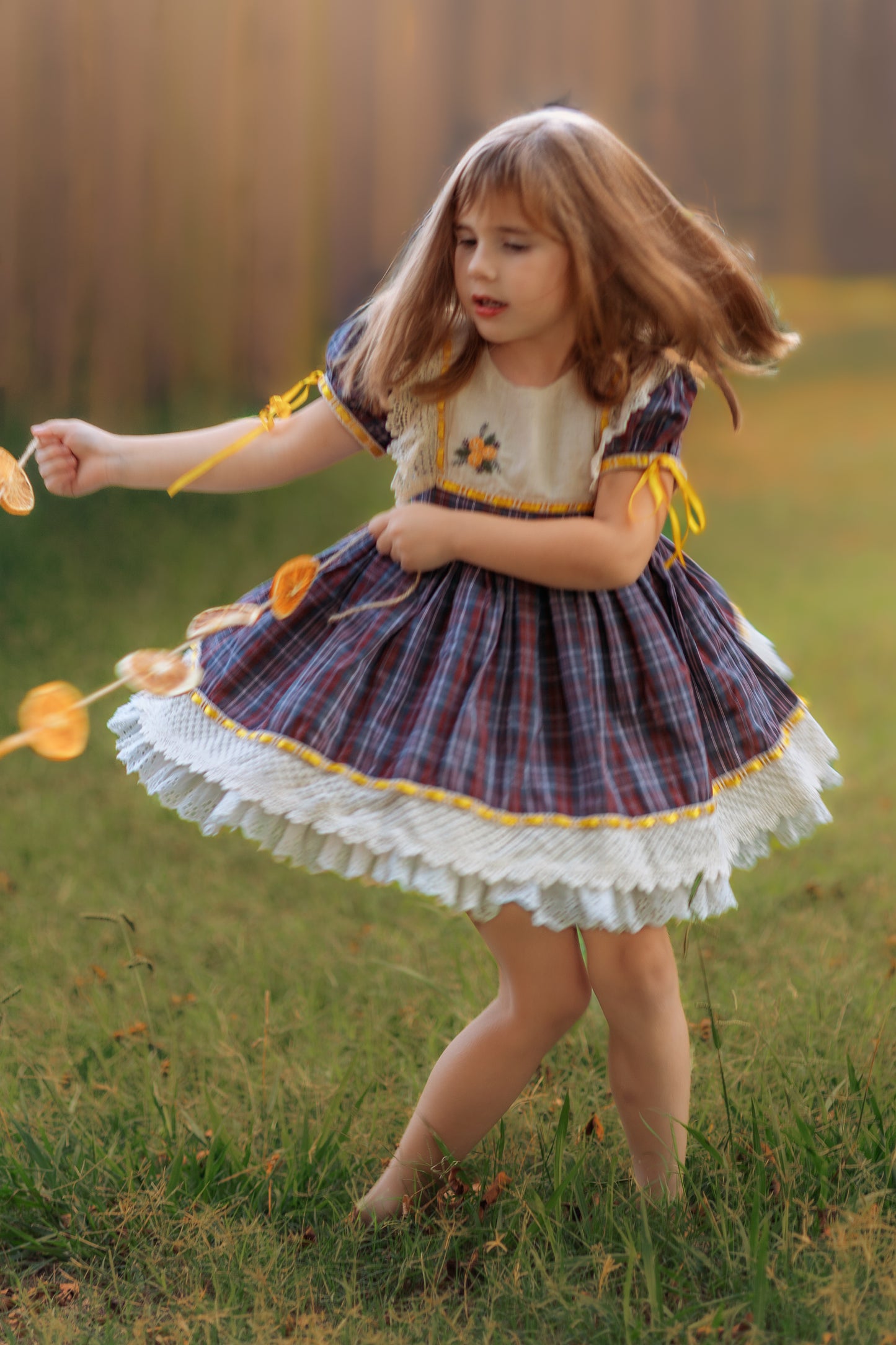 Juletide Vintage Citrus Dress and Blooms - PREORDER